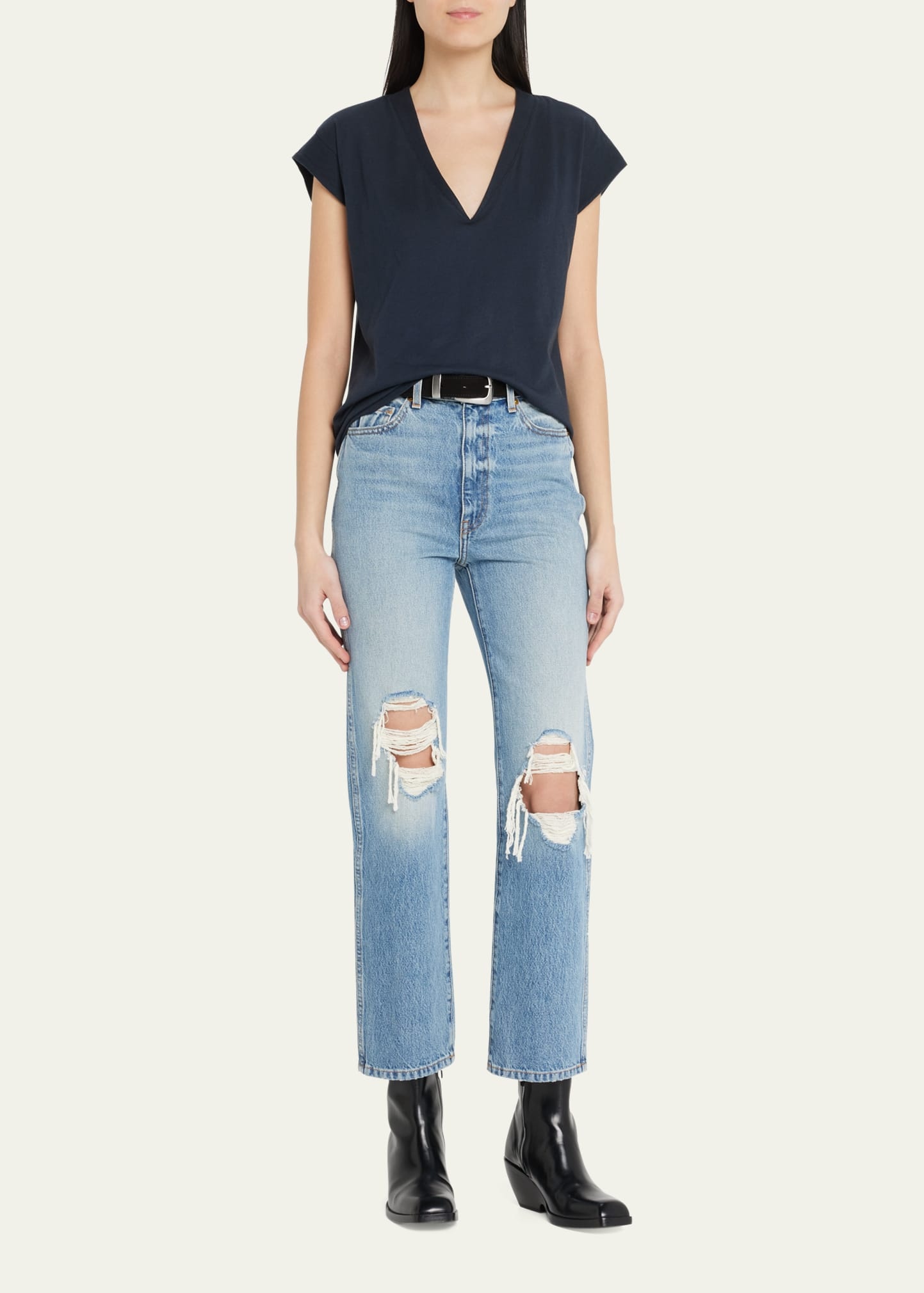 Le Mid Rise V-Neck Tee - 2