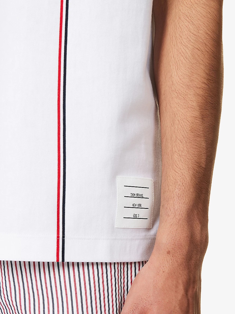 Brand-stripe crewneck cotton-jersey T-shirt - 6