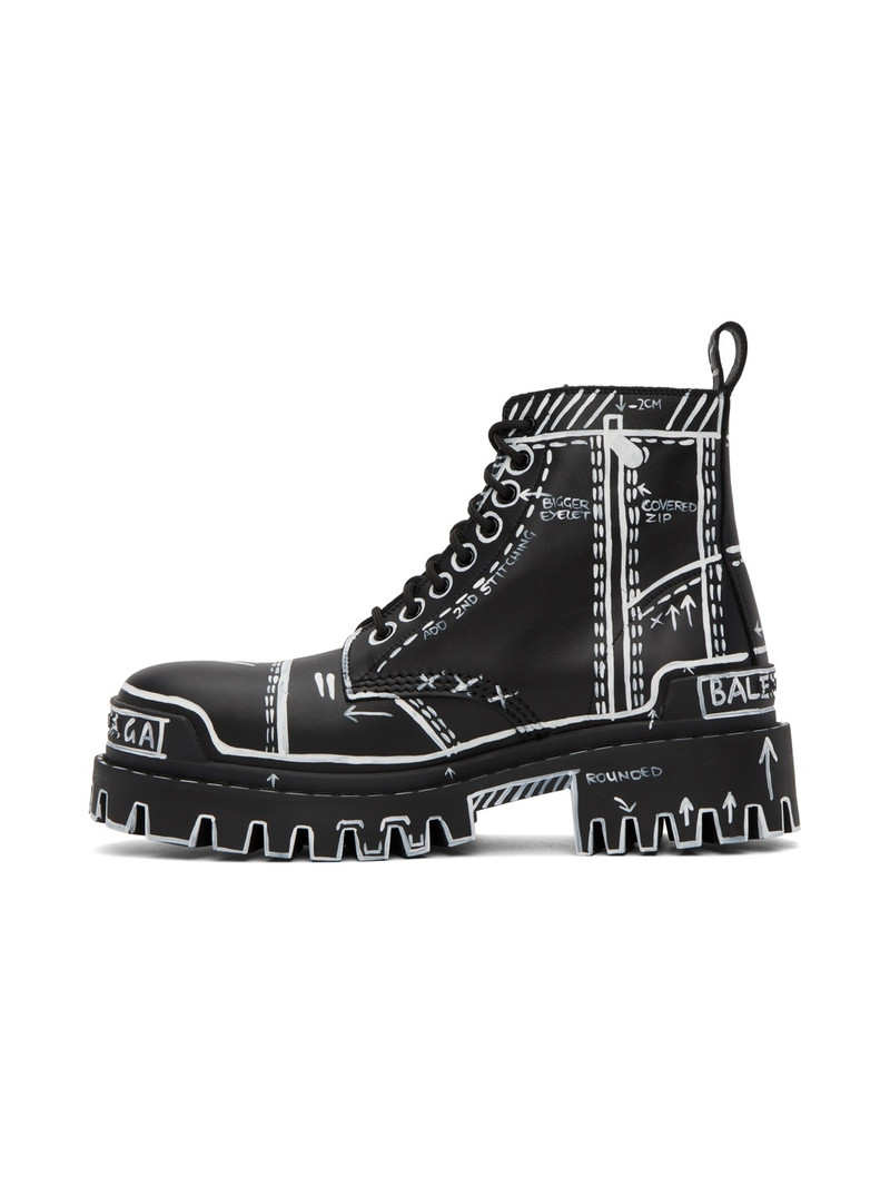 sketch-print leather ankle boots 3