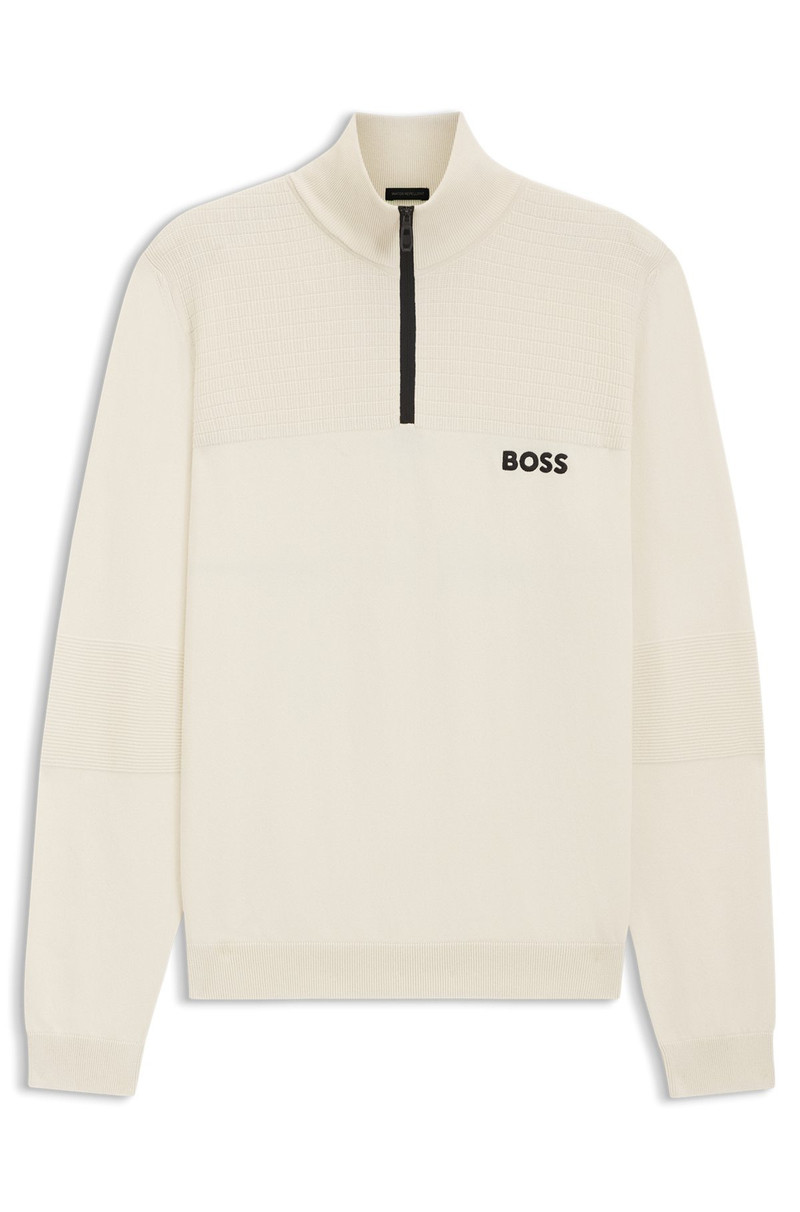 WATER-REPELLENT ZIP-NECK SWEATER IN A COTTON BLEND 1