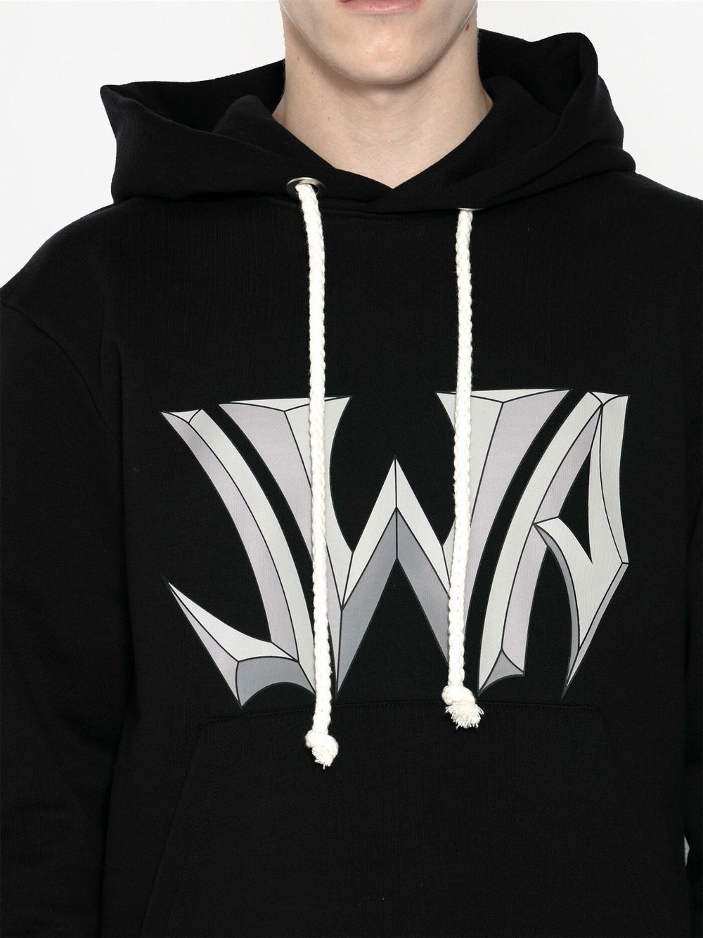 logo print drawstring hooded sweatshirt - 5