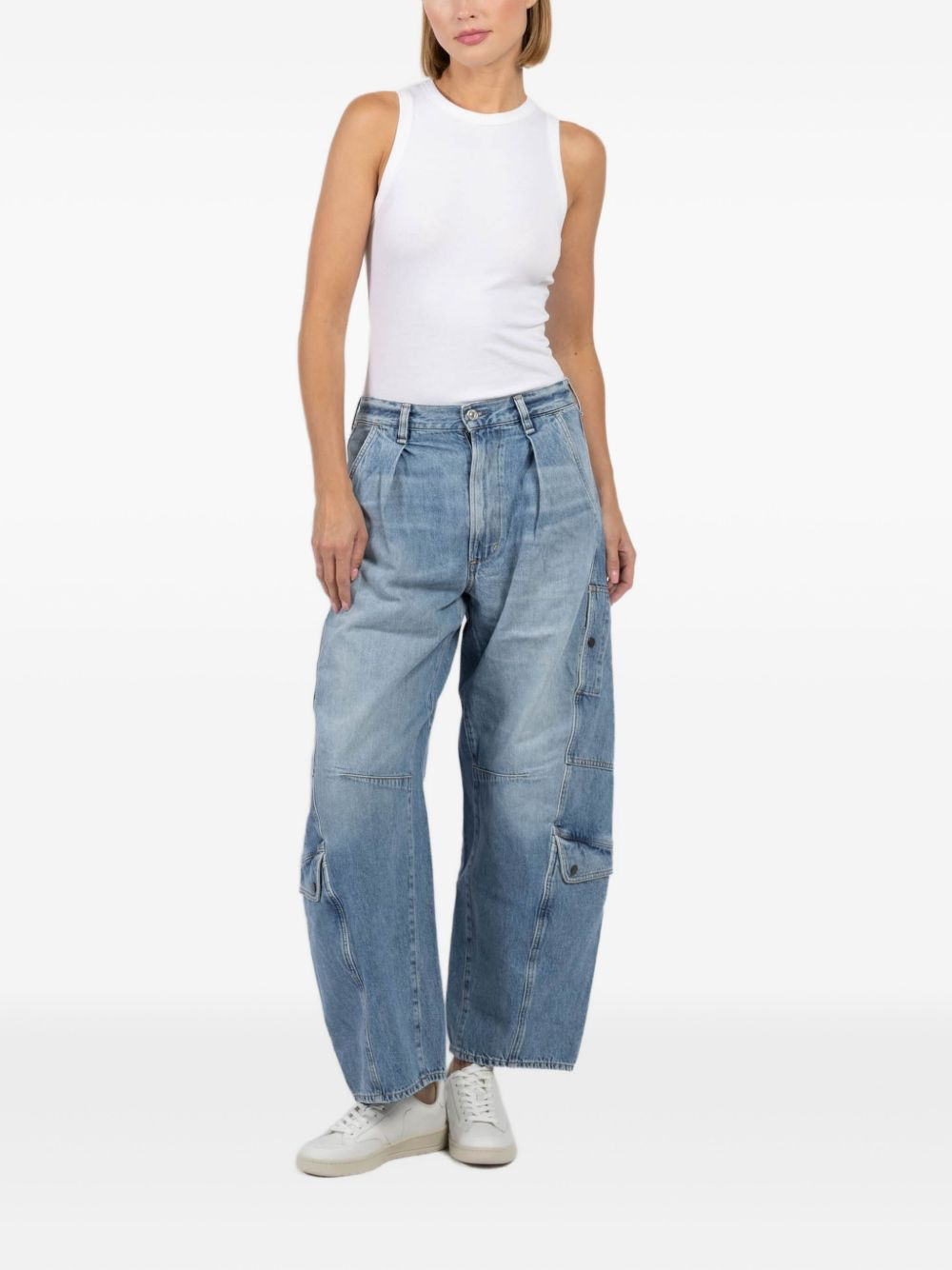 pleated-details flap-pocket jeans - 2