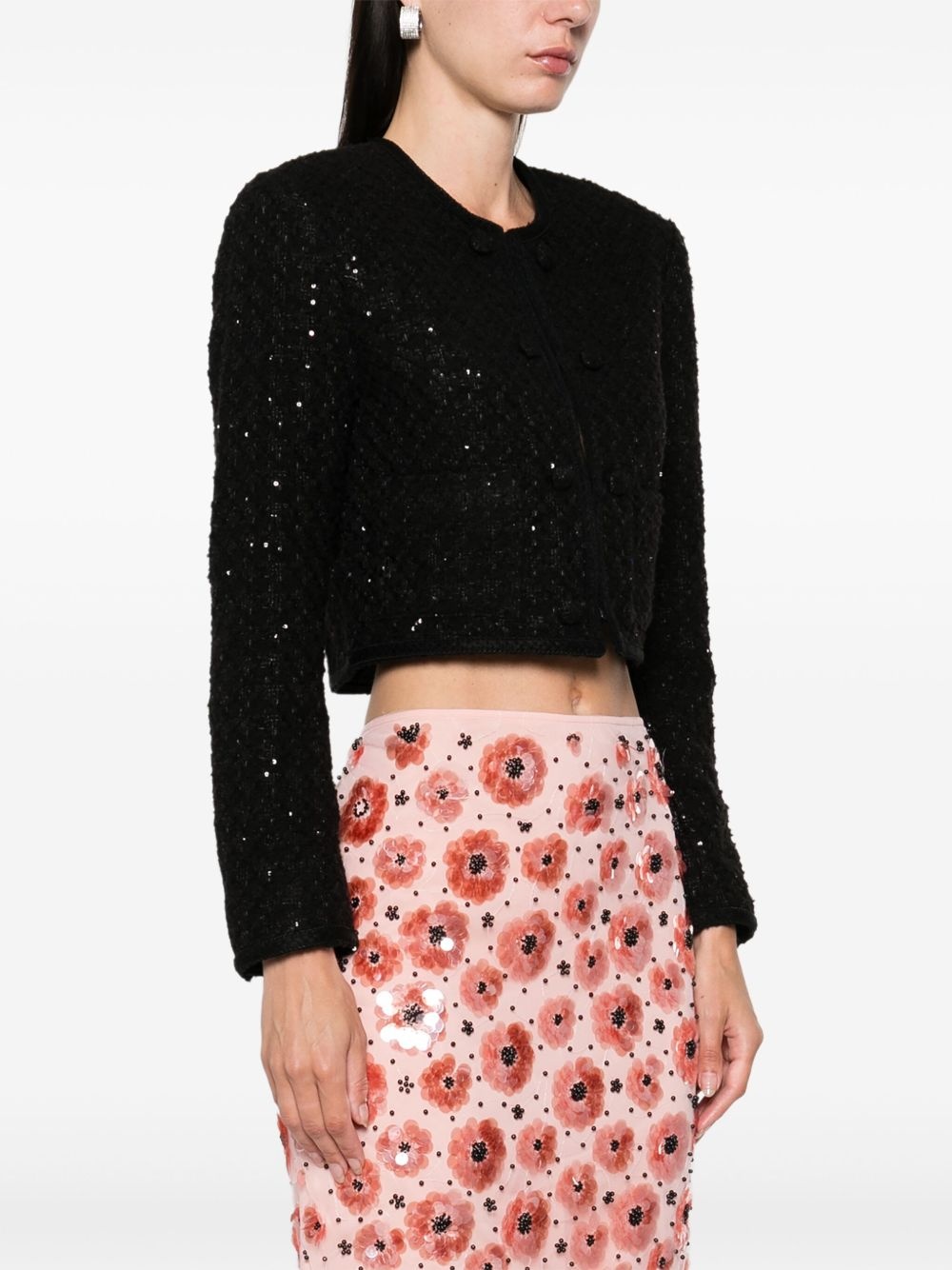 bouclé cropped jacket - 3