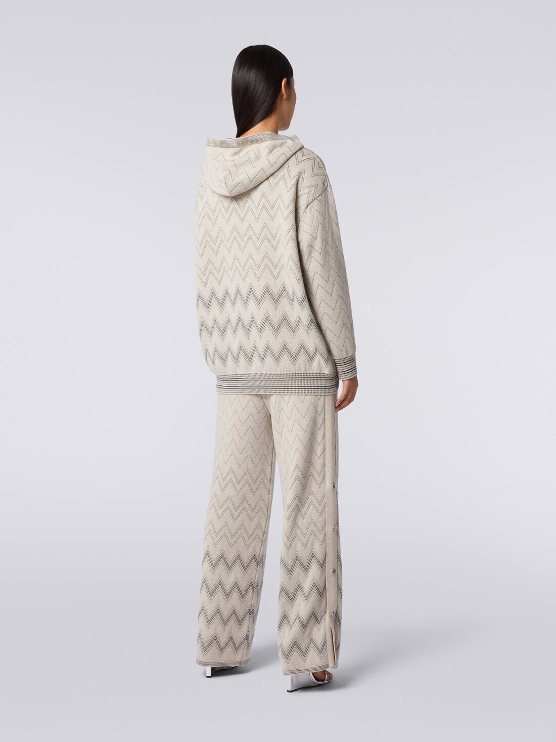 Wool and viscose joggers with zigzag pattern and lurex - 4