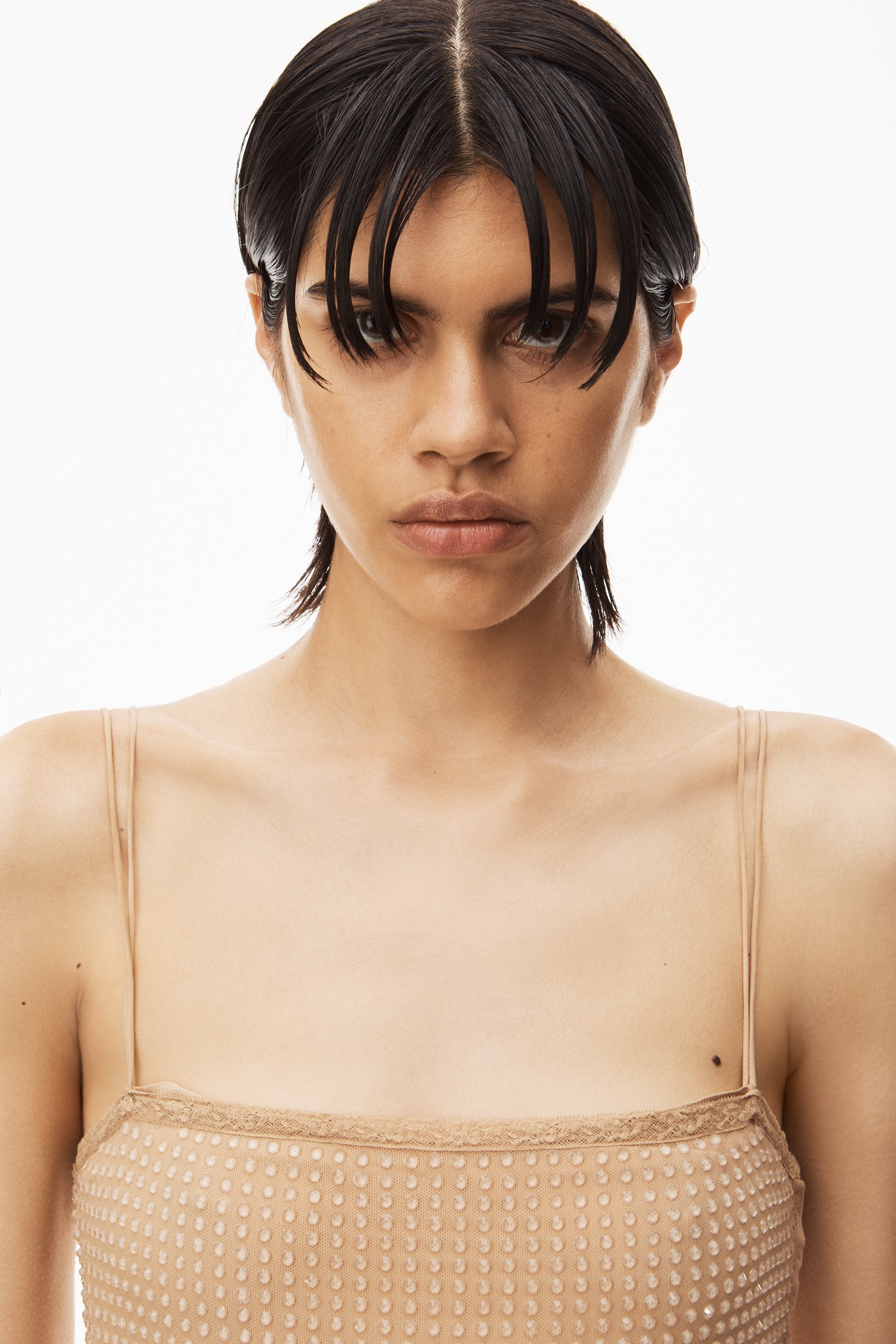 CLEAR HOTFIX SLIP DRESS IN LIGHT MESH - 5