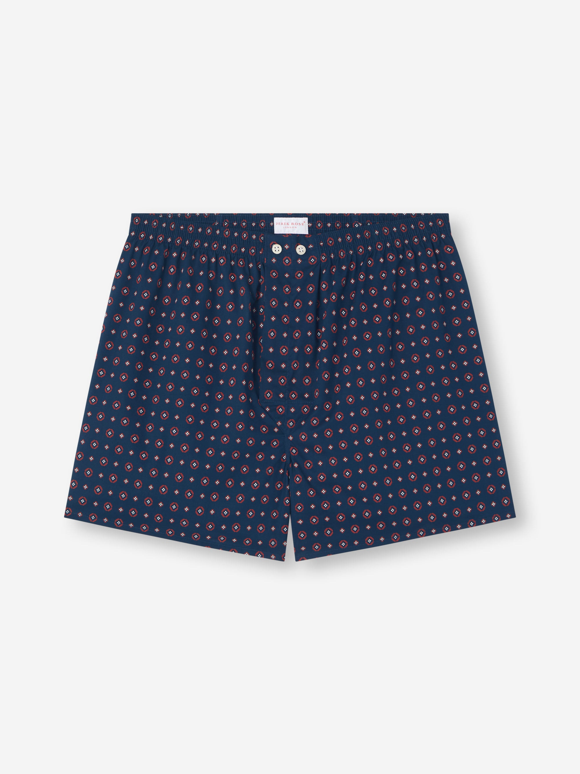 Men's Classic Fit Boxers Cotton Batiste Navy Blue Rose Motif - 2
