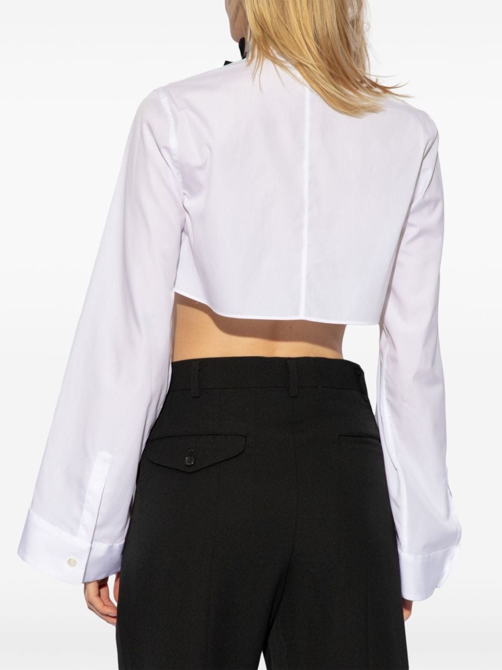 bow-embellished cotton shirt - 4