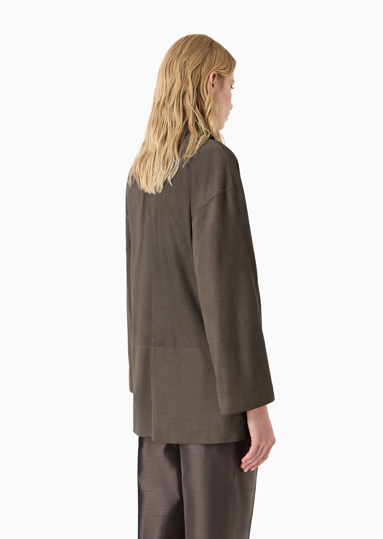 Single-breasted jacket in chevron-print suede - 3
