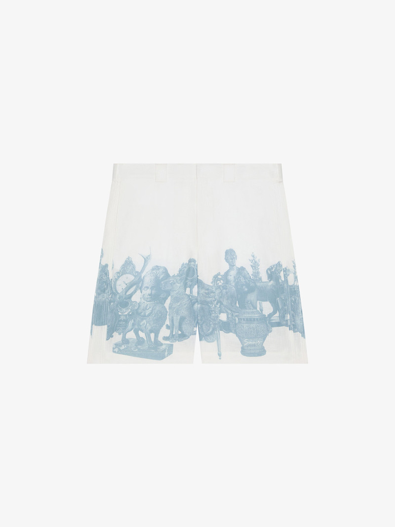 BERMUDA SHORTS IN LINEN WITH HUBERT OBJECTS PRINT - 1