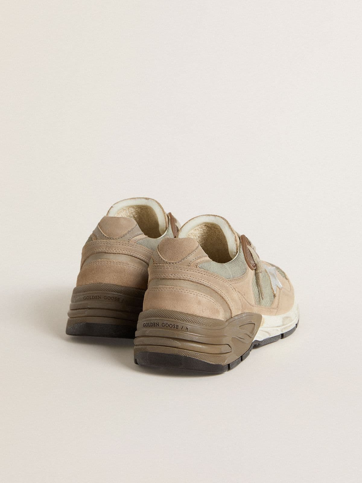 Women's Dad-Star in beige mesh and suede with silver leather star - 4