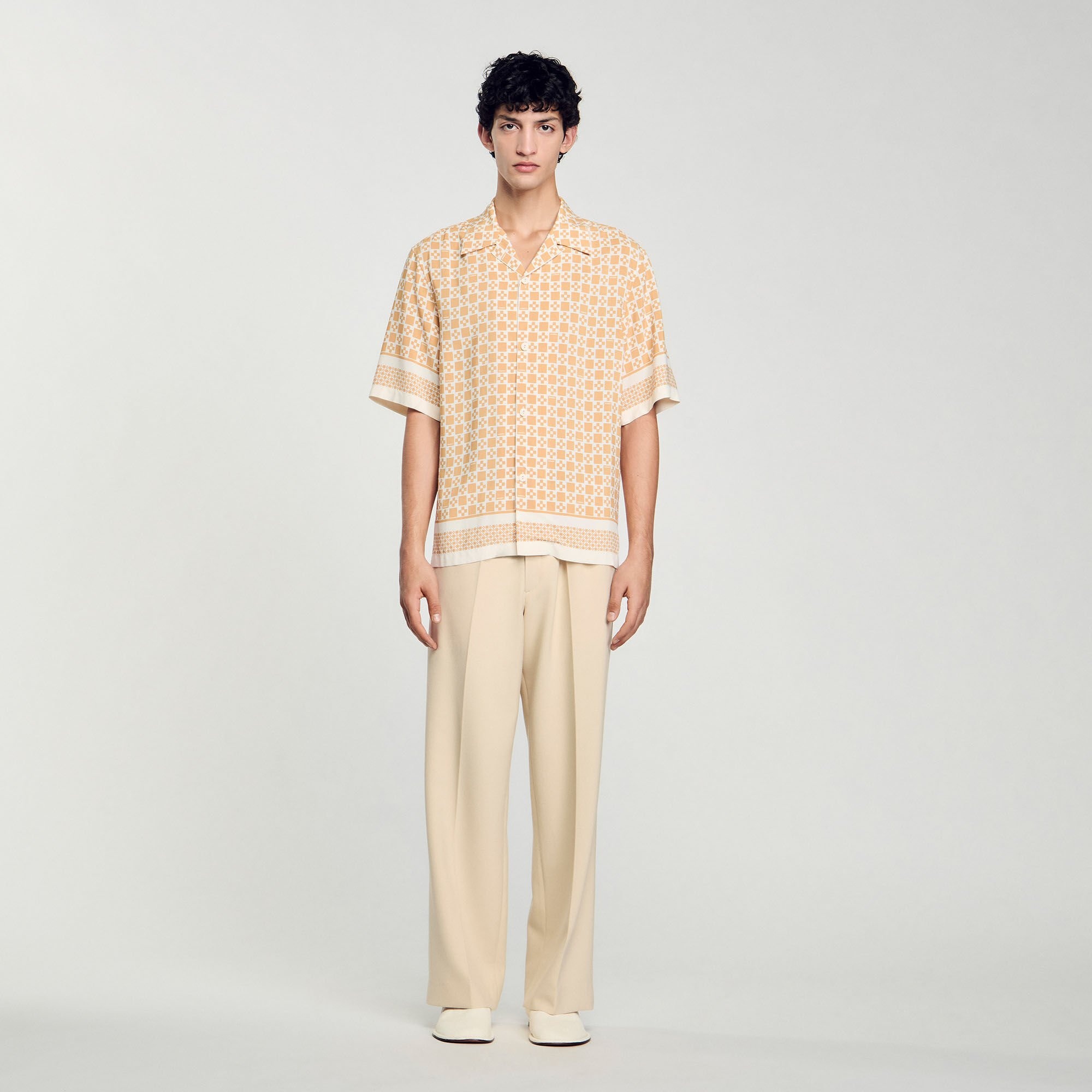 SQUARE CROSS MOTIF FLOWING SHIRT - 2