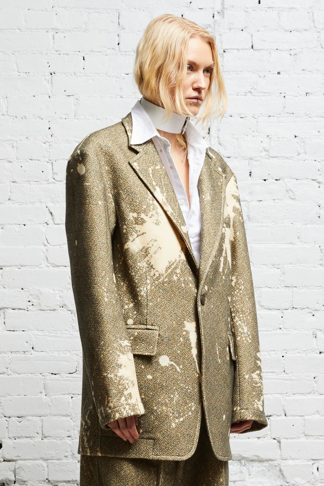 OVERSIZED RAGGED BLAZER - TWEED PAINT SPLATTER - 3