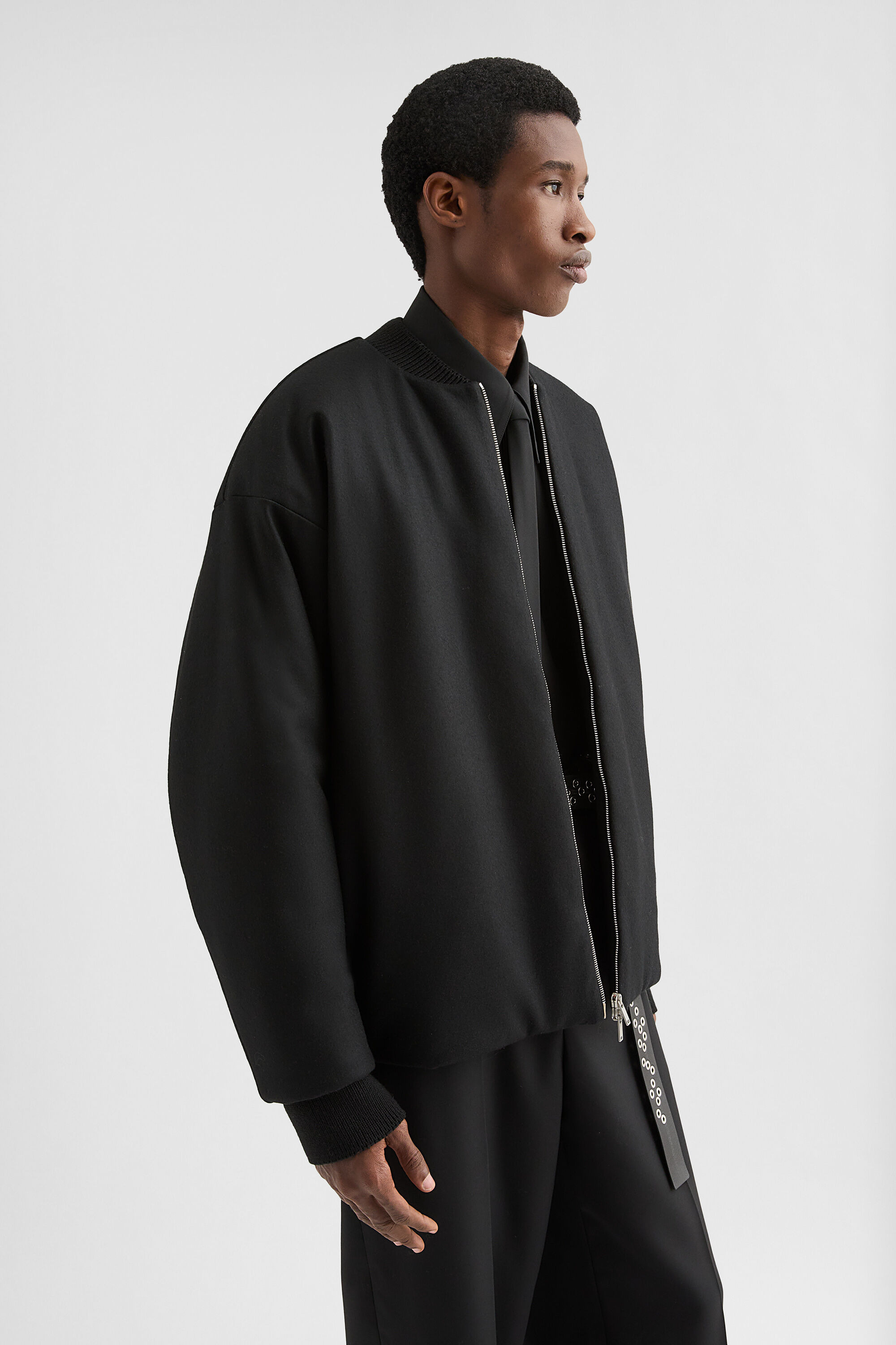 Wool Melton Padded Bomber Jacket - 4