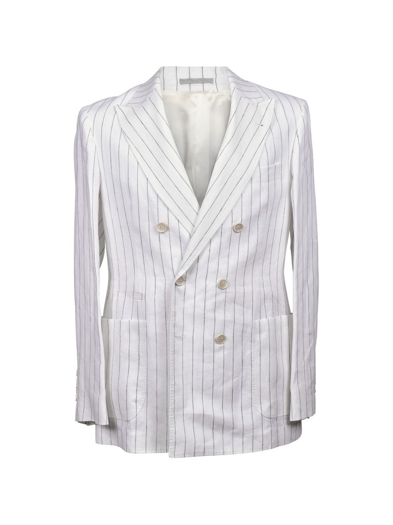 pinstripe-pattern double-breasted blazer 1