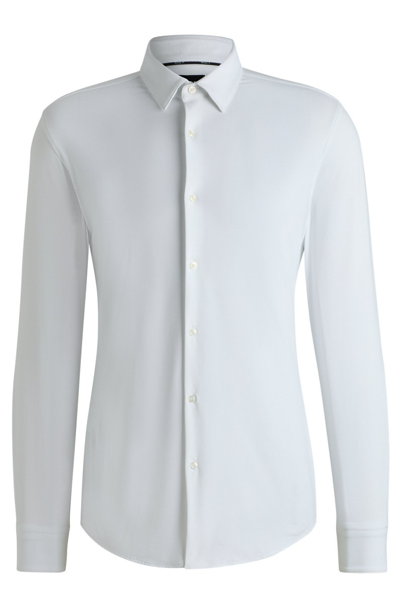 SLIM-FIT SHIRT IN STRUCTURED PERFORMANCE-STRETCH JERSEY - 1