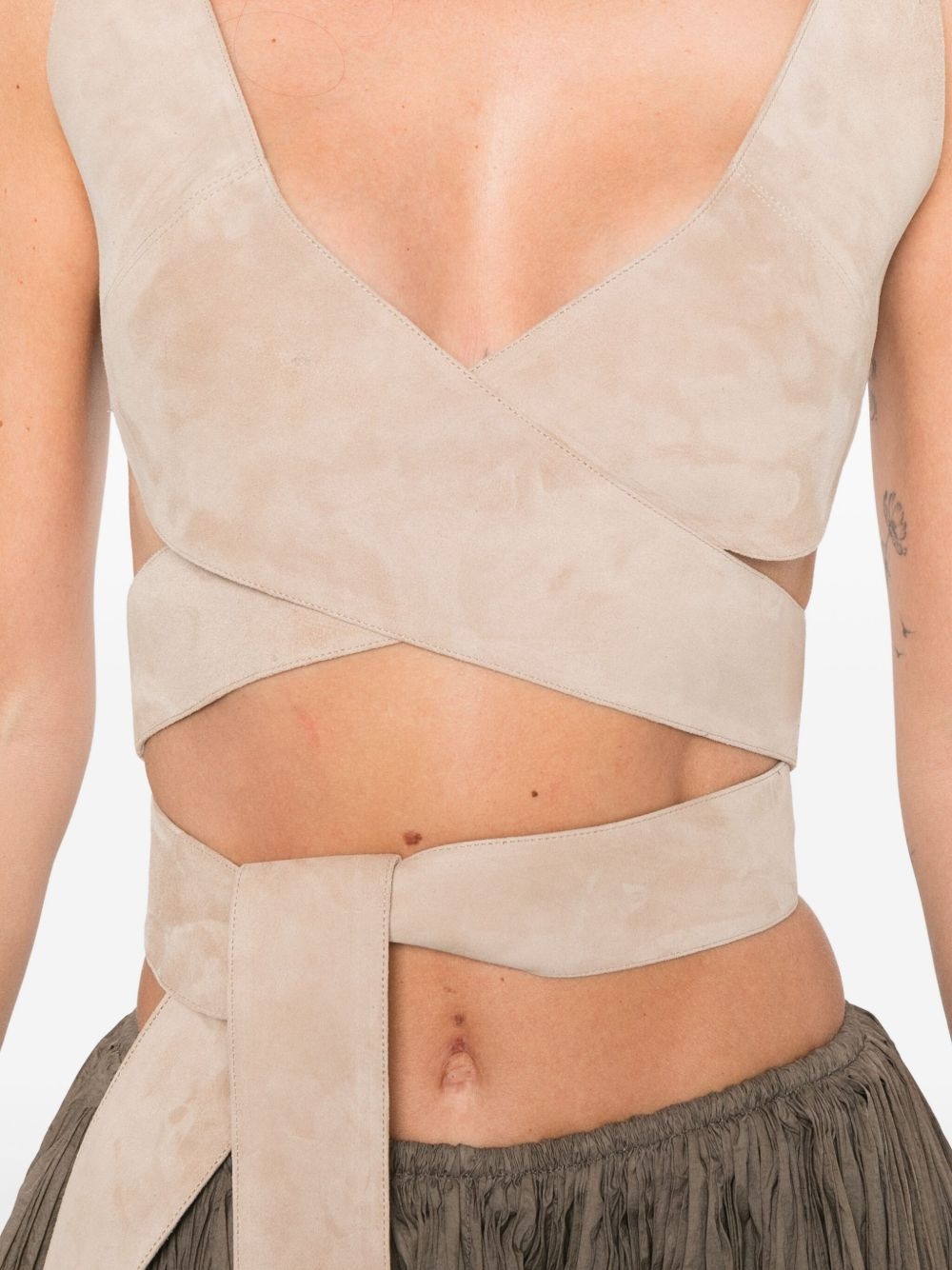 wrap striped cropped top - 5