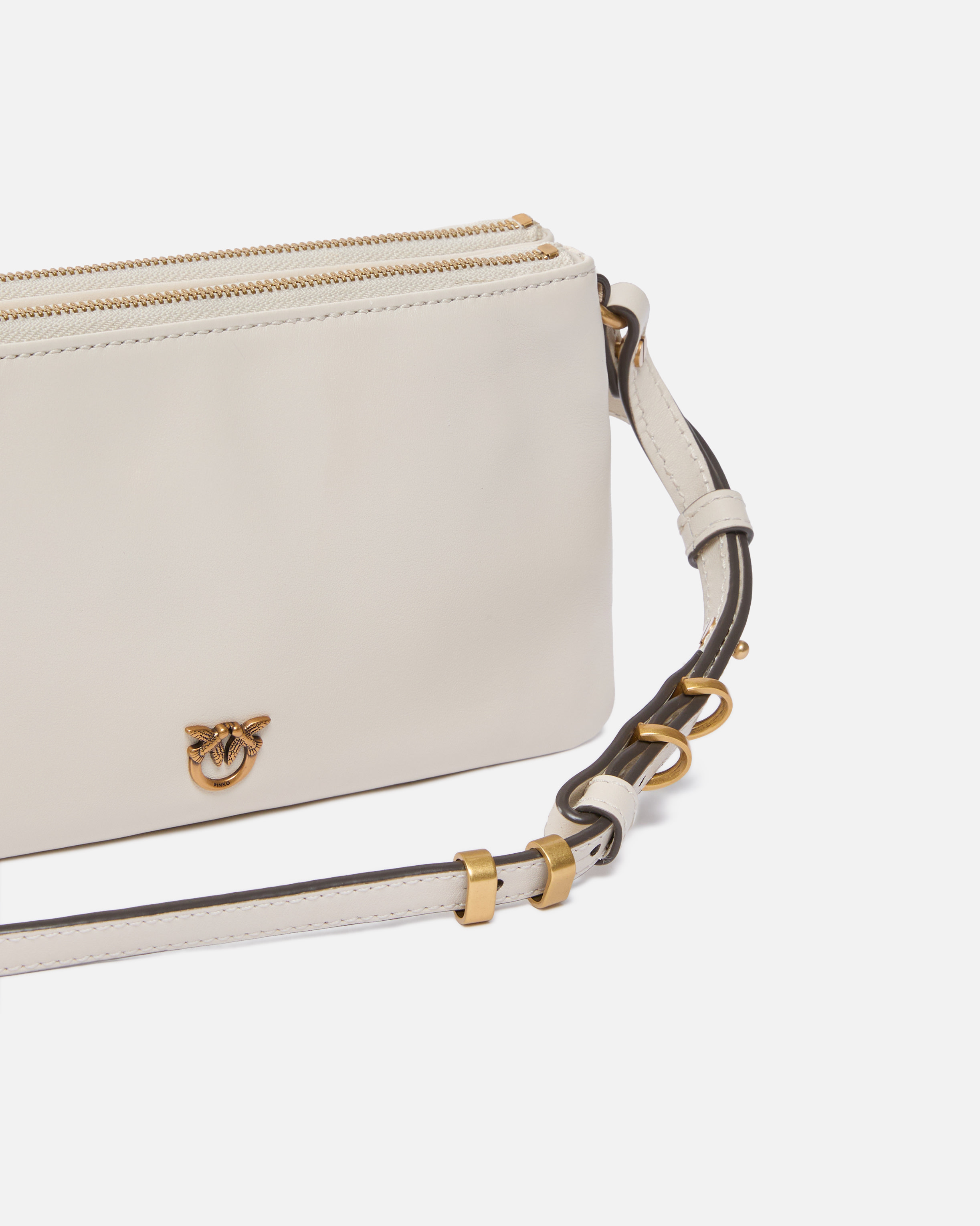 LEATHER MINI DOUBLE BAG WITH SHOULDER STRAP - 3