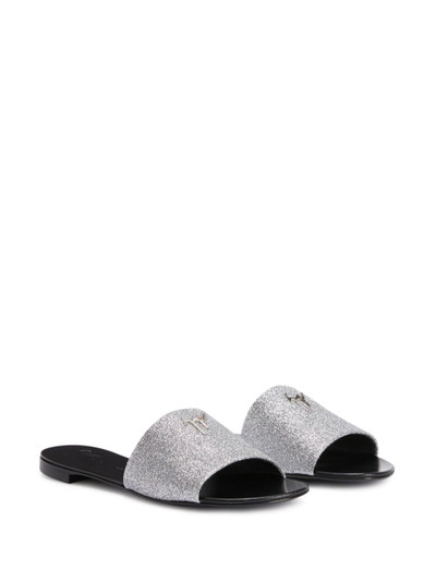 Giuseppe Zanotti Shirley glitter-detail flat sandals outlook