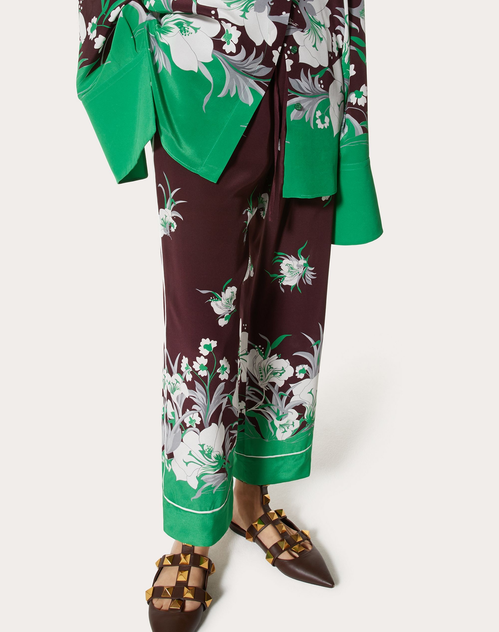 CREPE DE CHINE PAJAMA PANTS WITH STREET FLOWERS TULIPOP PRINT - 5