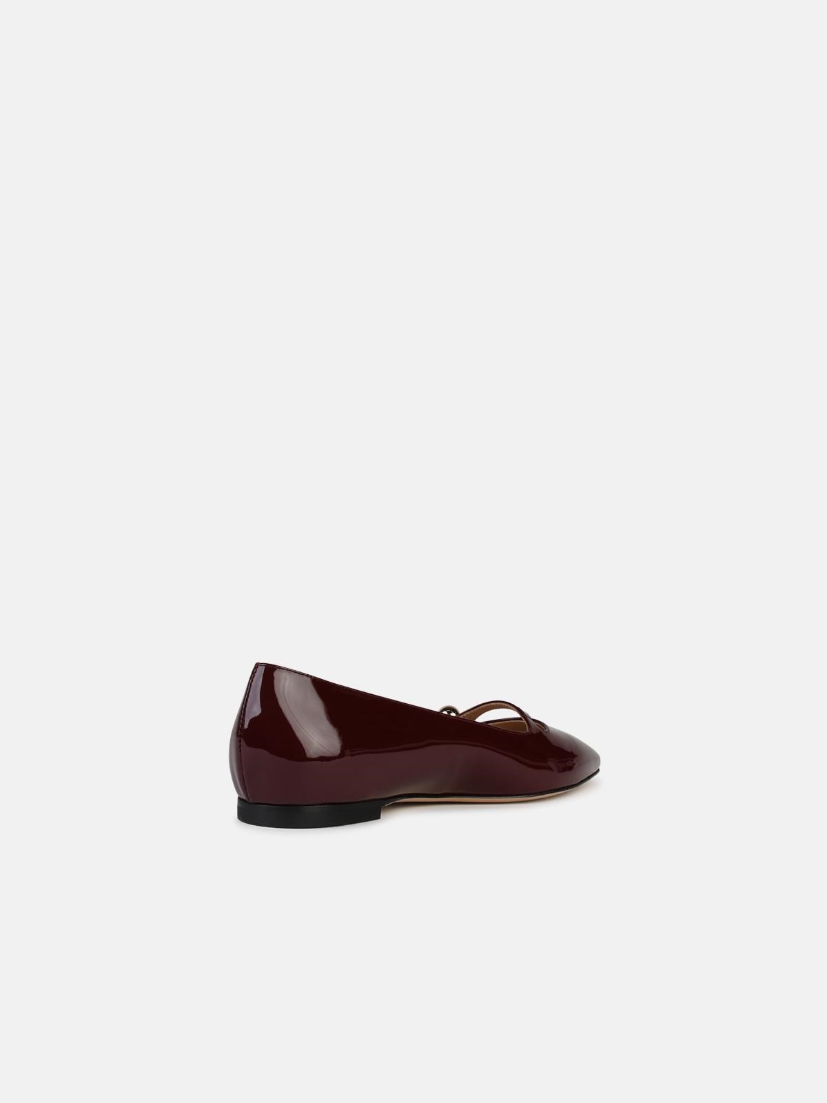 'CLEO' BURGUNDY SHINY LEATHER BALLET FLATS - 3