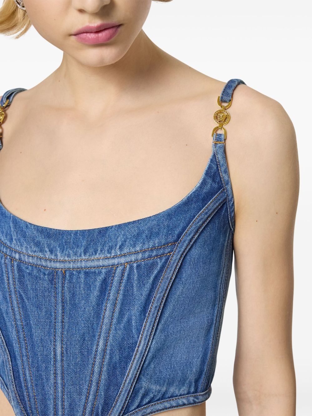 Medusa '95 denim corset top - 5