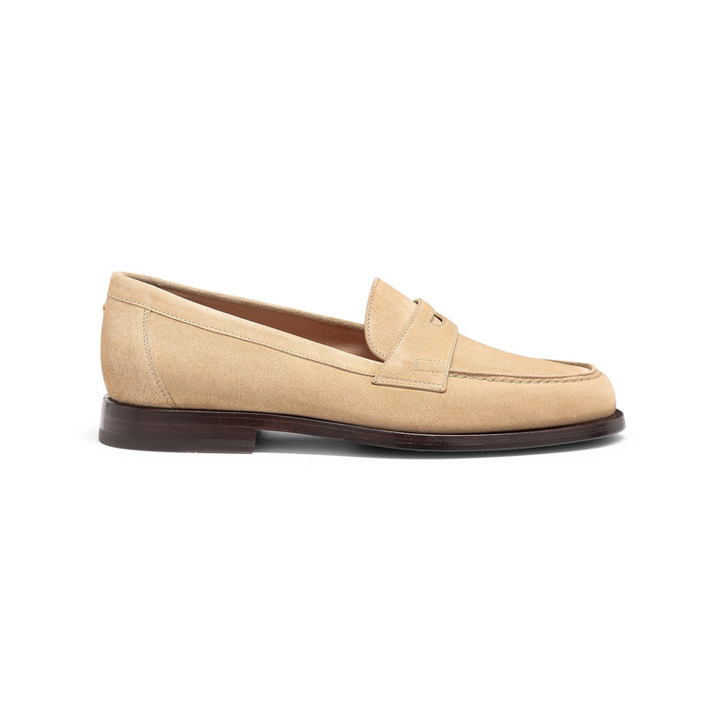 Women's beige suede penny loafer - 1
