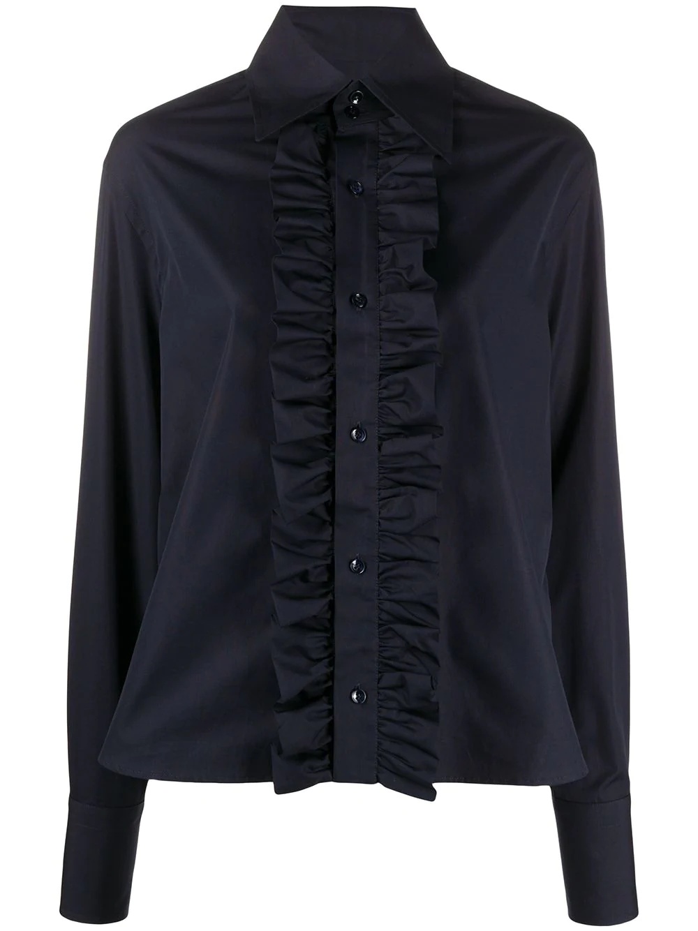 ruffled-detail long-sleeved shirt - 1