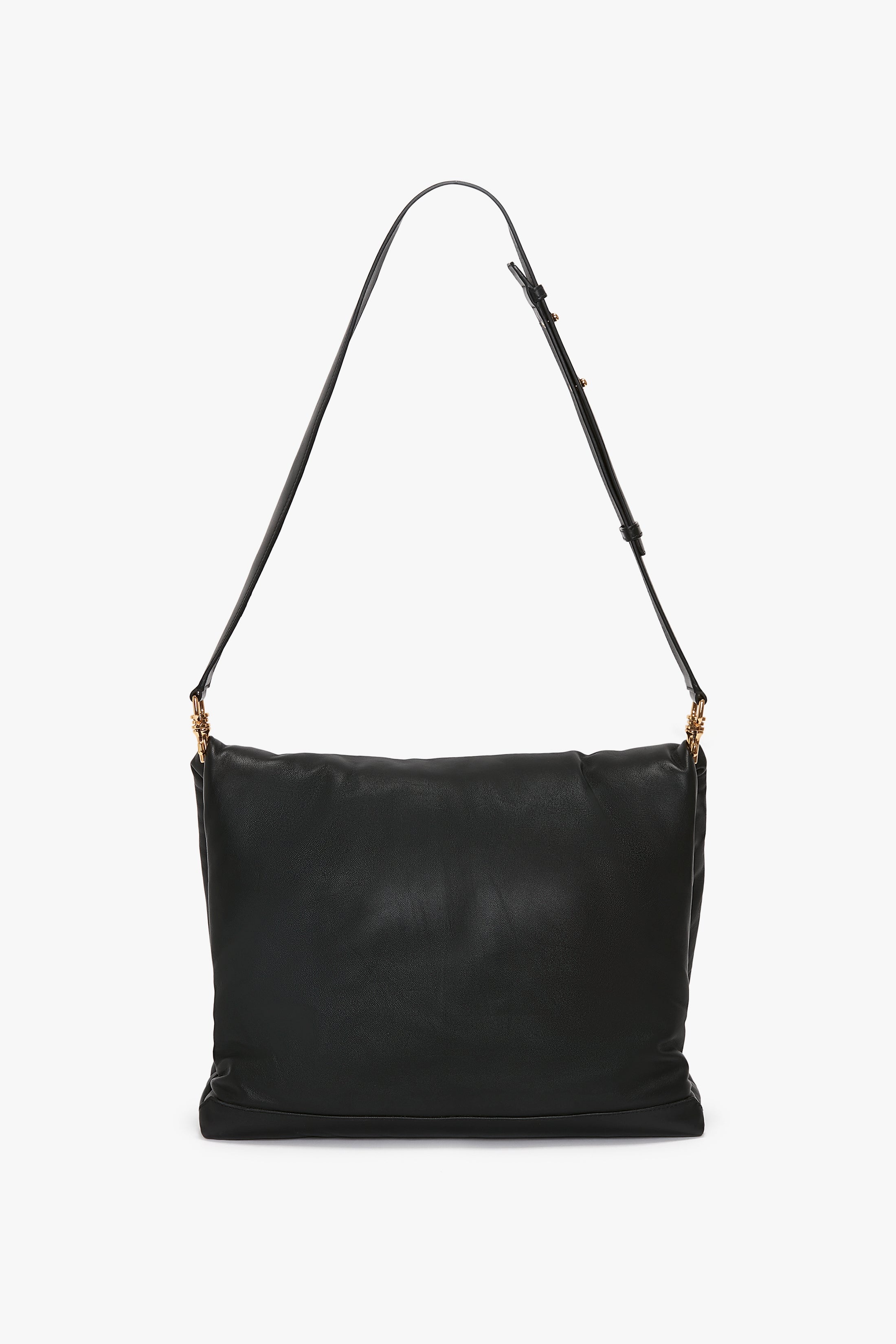 Puffy Jumbo Chain Pouch In Black Leather - 4
