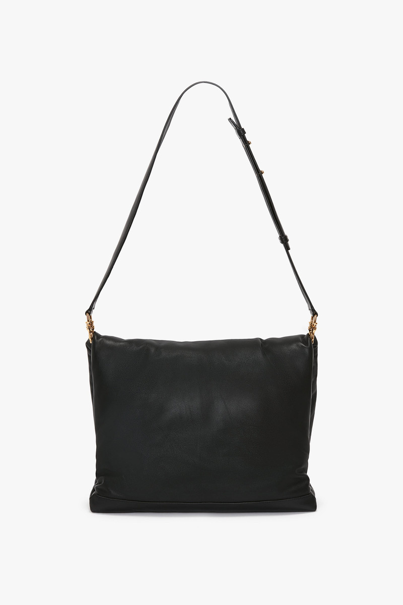Puffy Jumbo Chain Pouch In Black Leather 4