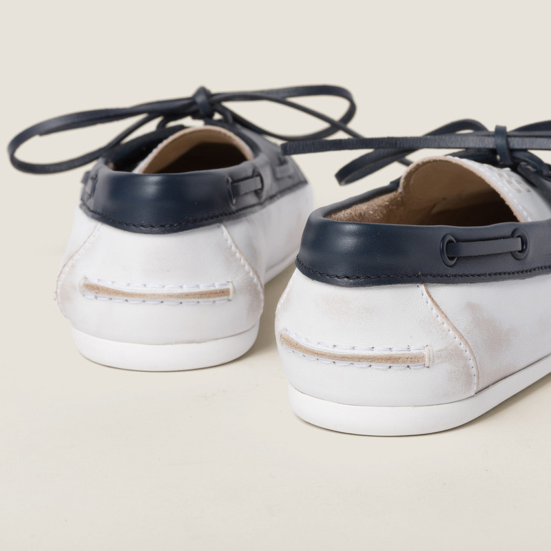 Miu Miu Unlined bleached two-tone leather loafers outlook