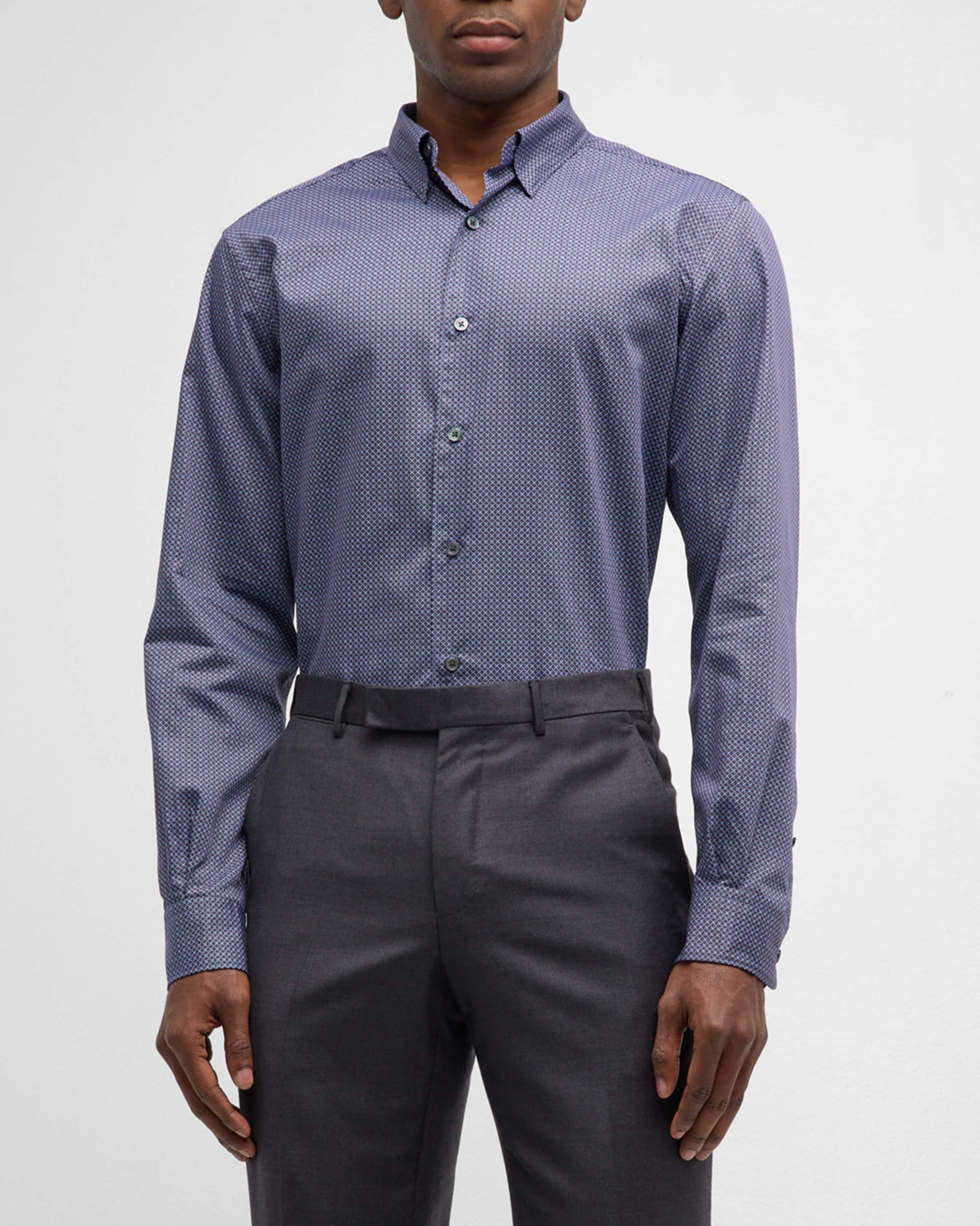 Men's Cotton Geometric-Print Sport Shirt - 2