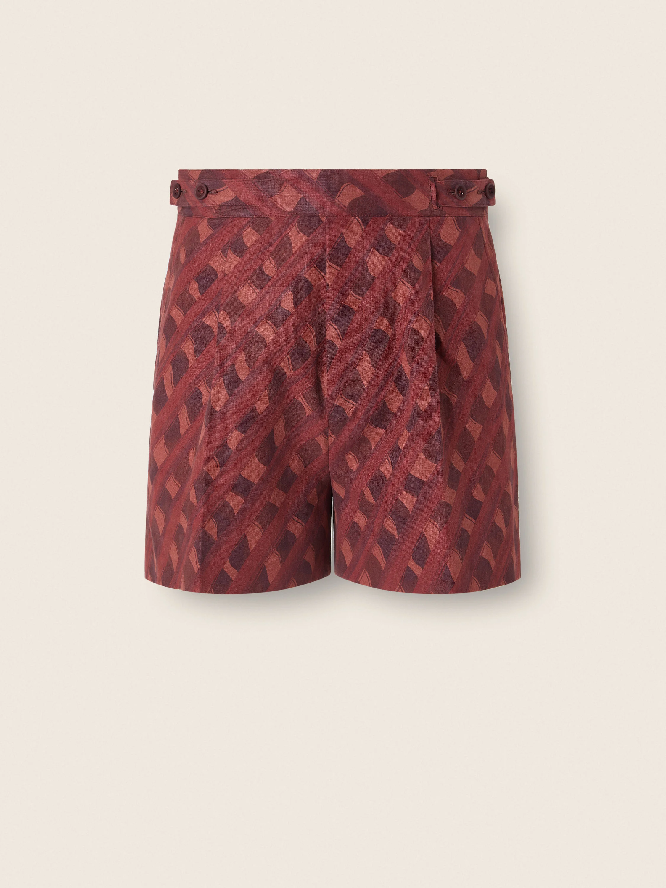 DARK BURGUNDY LINEN SHORTS - 1