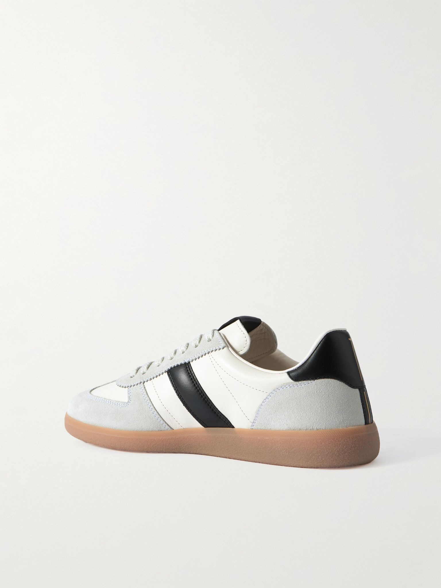Suede-Trimmed Leather Sneakers White - 4