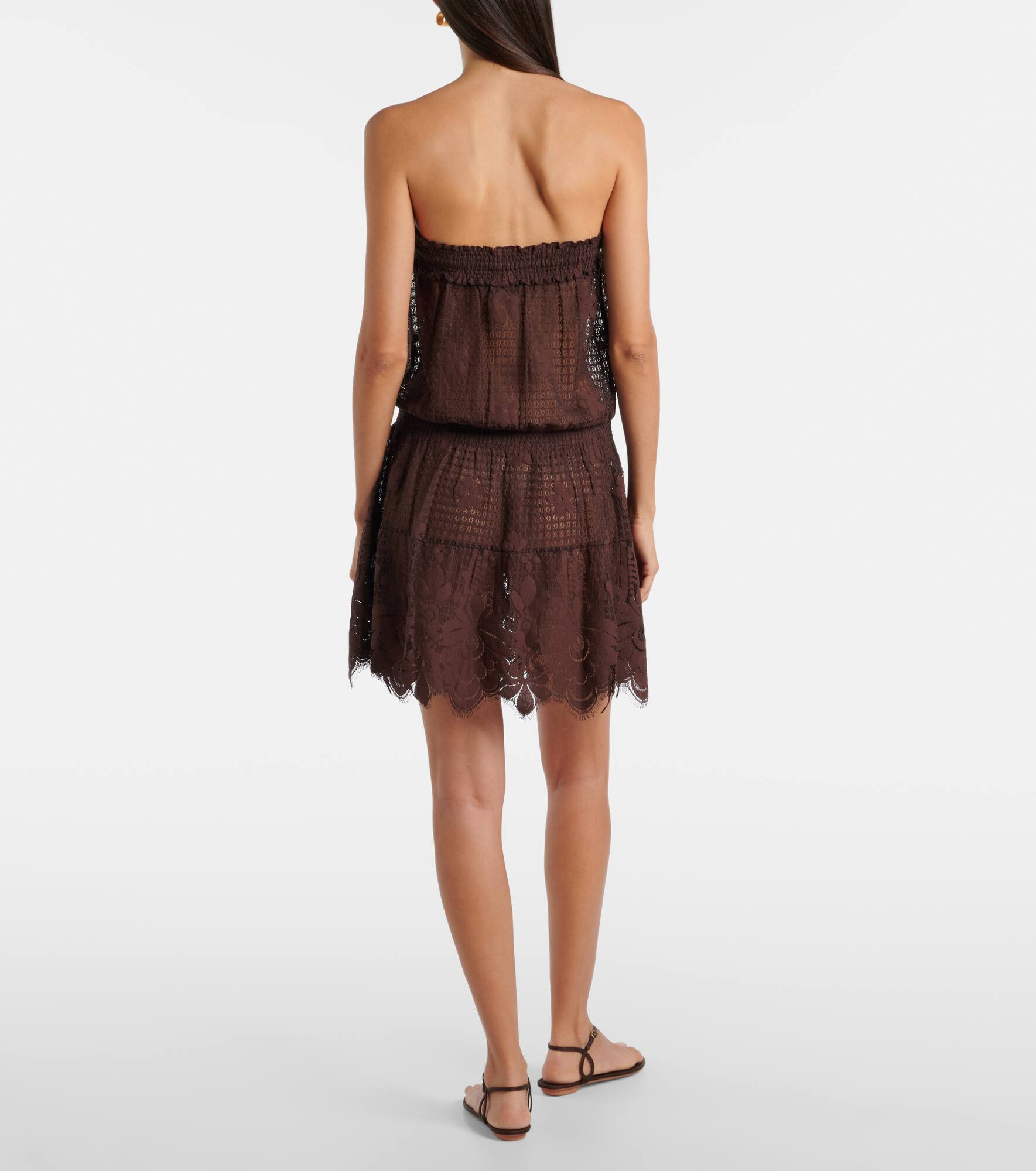 Isla cotton-blend lace minidress - 3