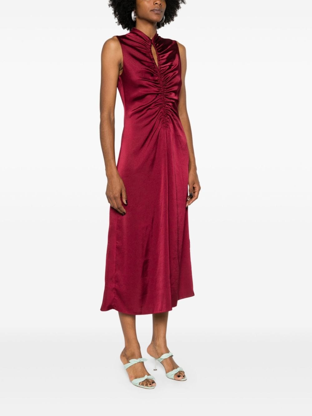 ruched sleeveless midi dress - 3