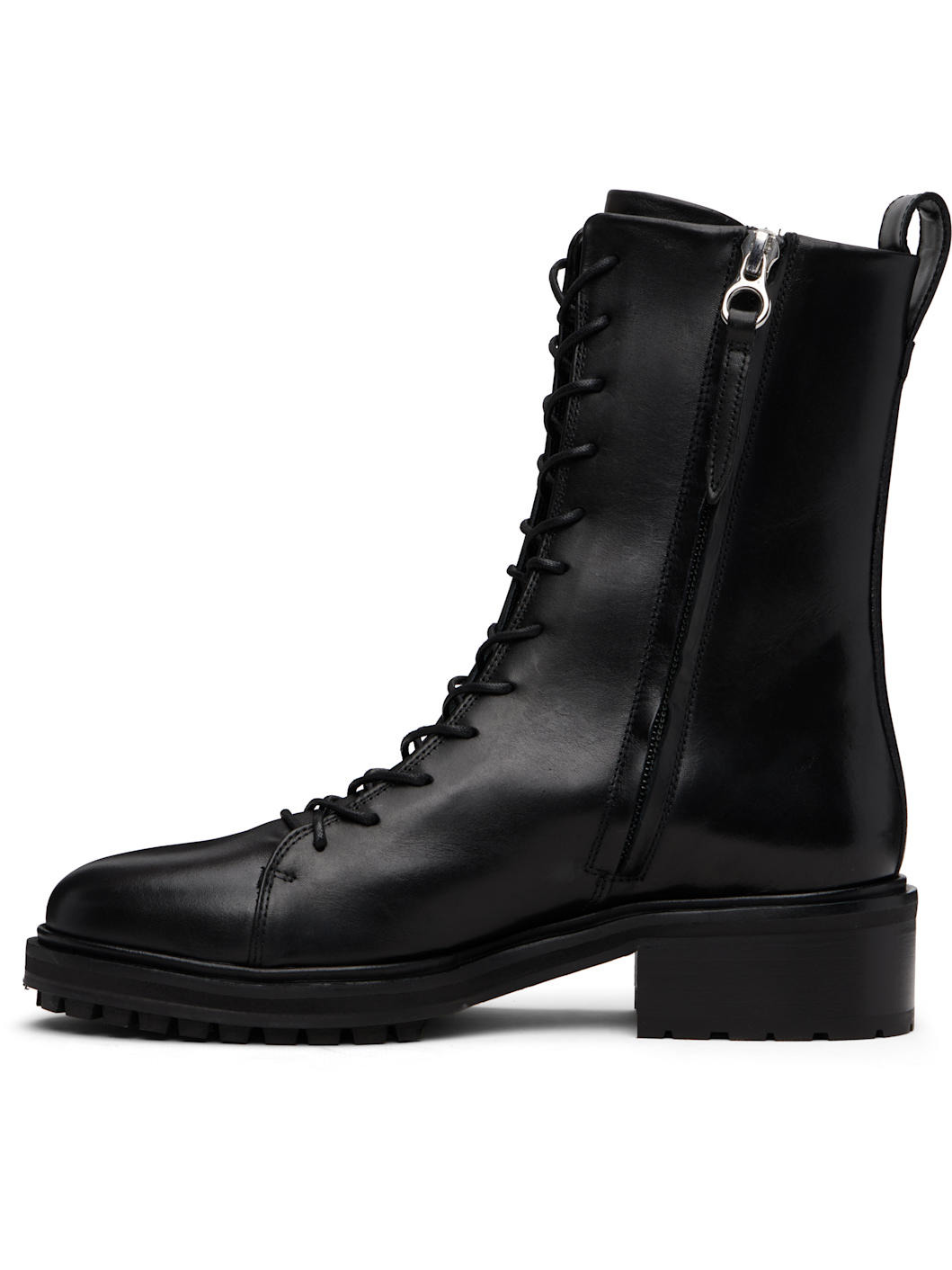 Black Isa Leather Lace-Up Ankle Boots - 3