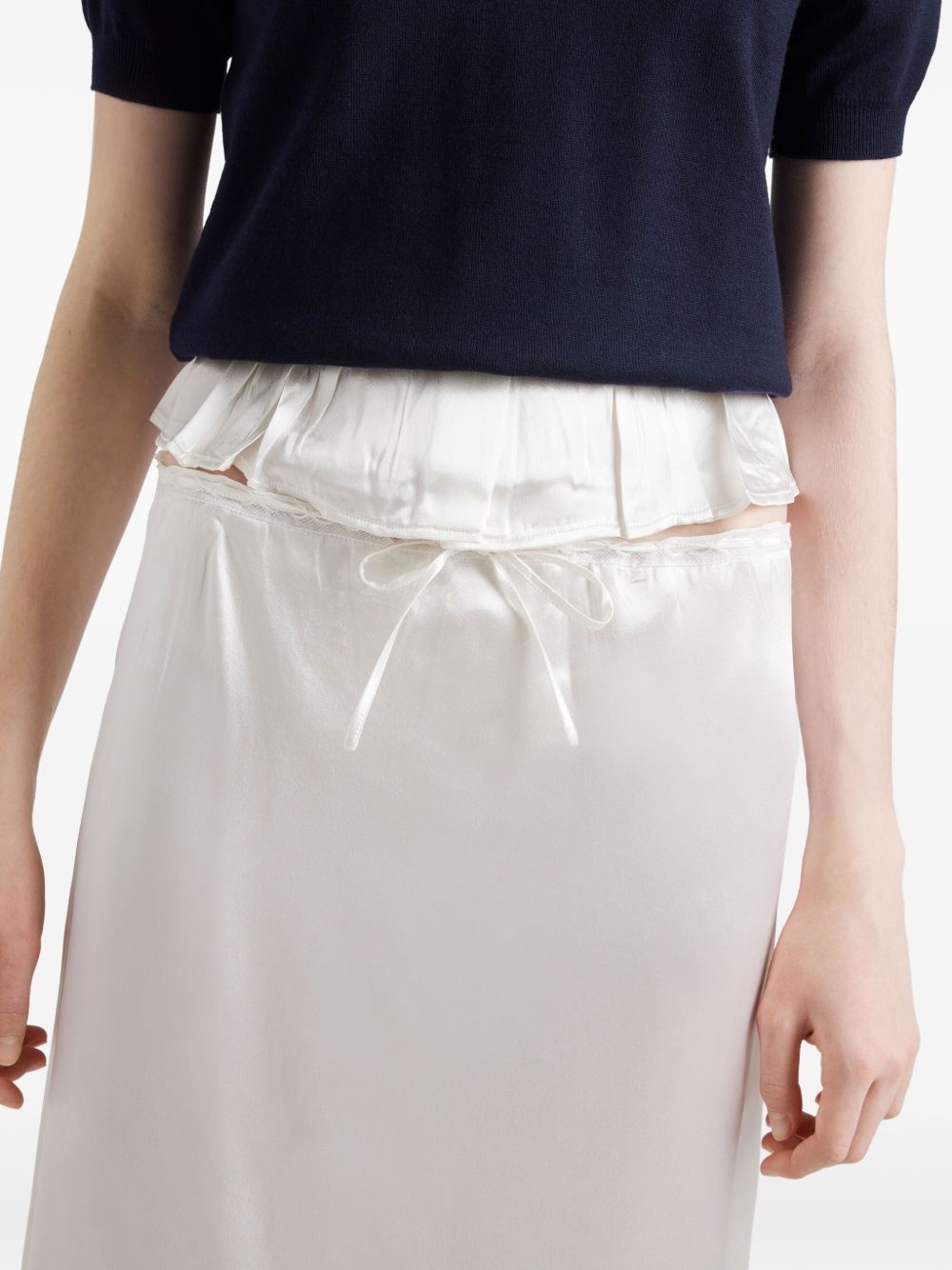 embroidered satin midi skirt - 4
