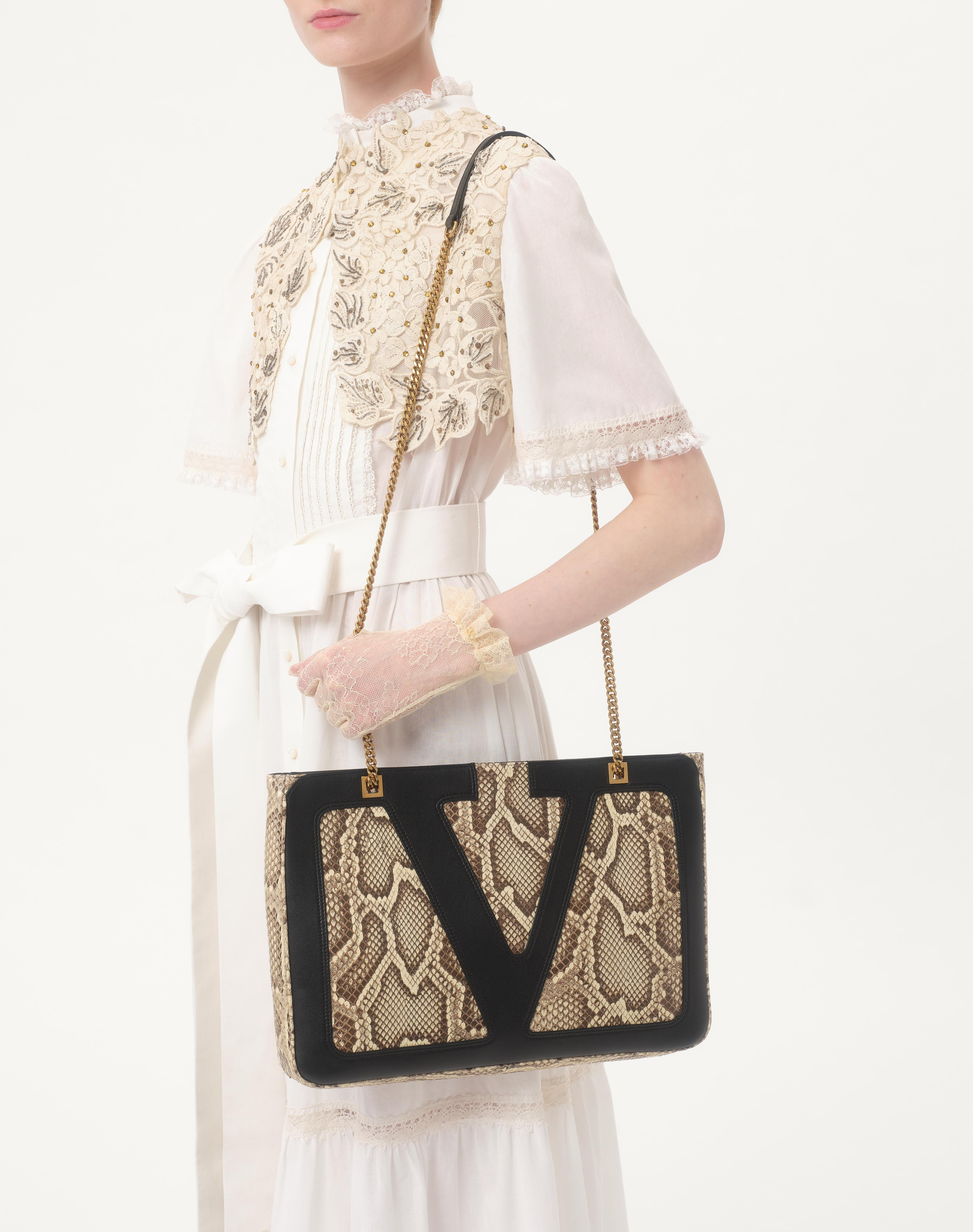 VALENTINO GARAVANI VIVA SUPERSTAR MEDIUM PYTHON SHOPPING BAG - 7