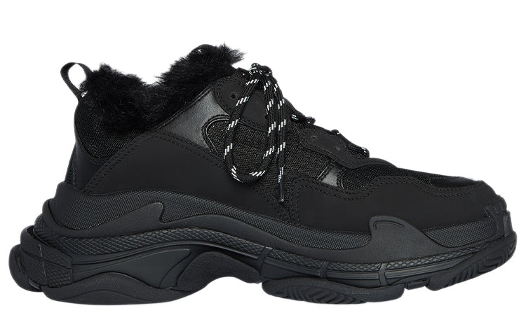 (WMNS) Balenciaga Triple S 'Fake Fur - Black' 668562W3CQ51000 - 2