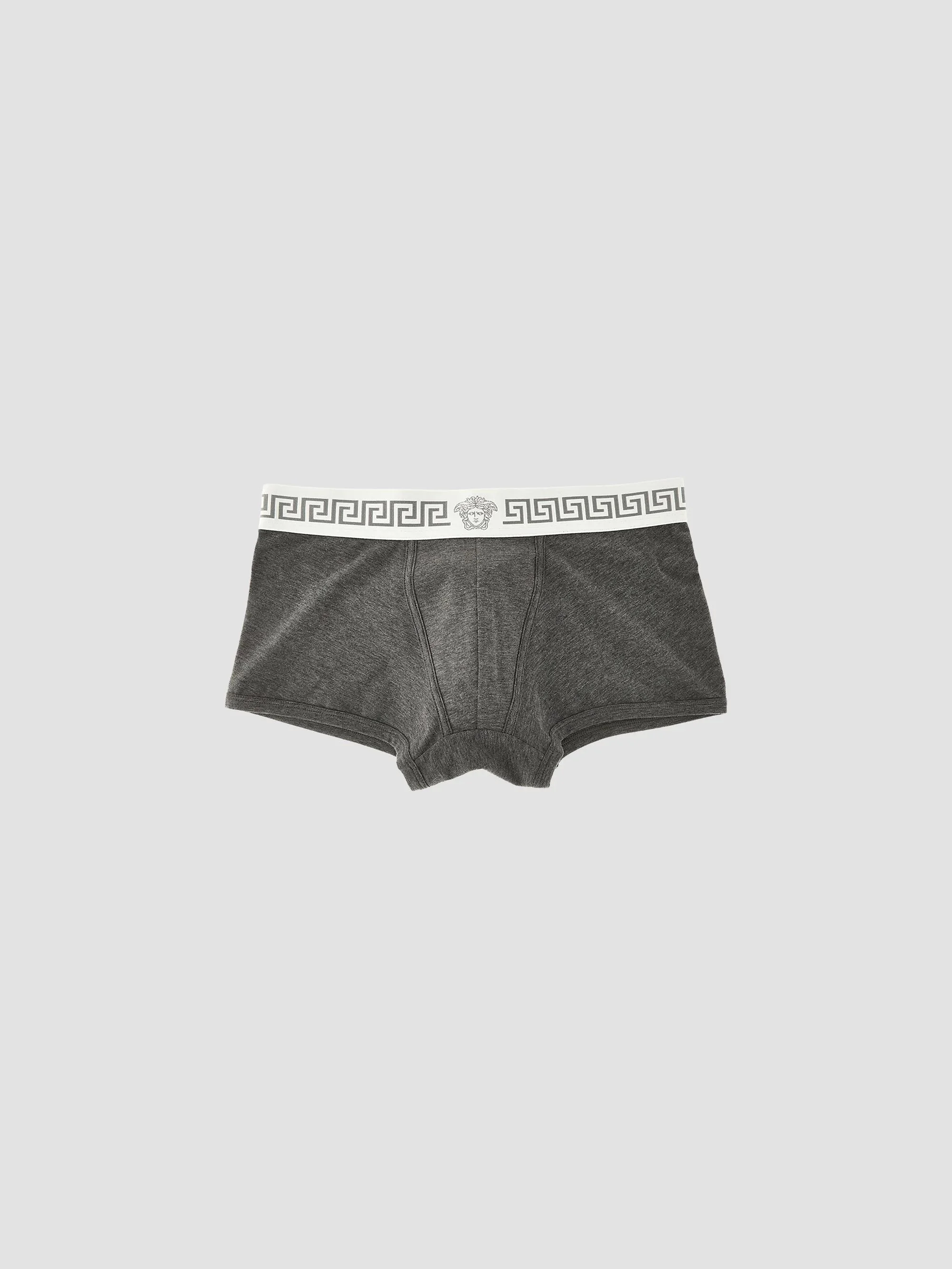 Men's Medusa Head Greco-Trim Jersey Trunk Brief - Grey Melange Bianco Palladio - 1