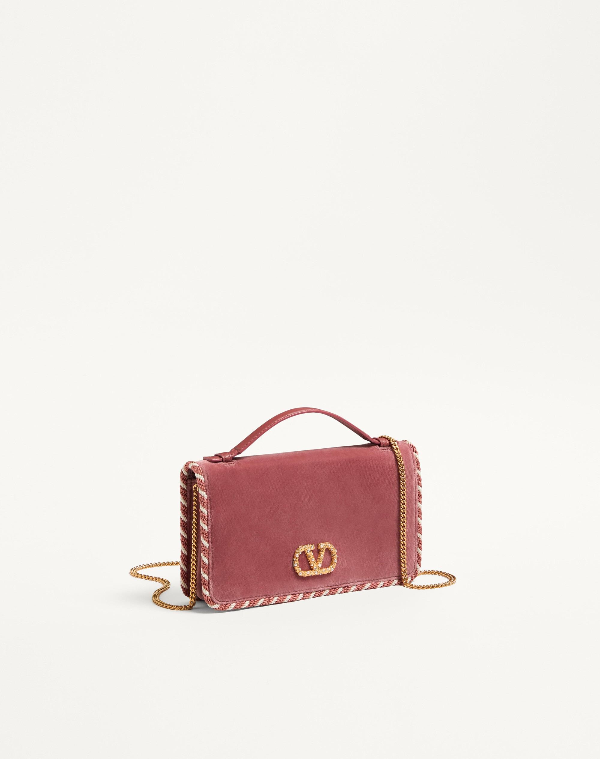 VLOGO SIGNATURE VELVET CHAIN WALLET WITH JEWEL LOGO - 3