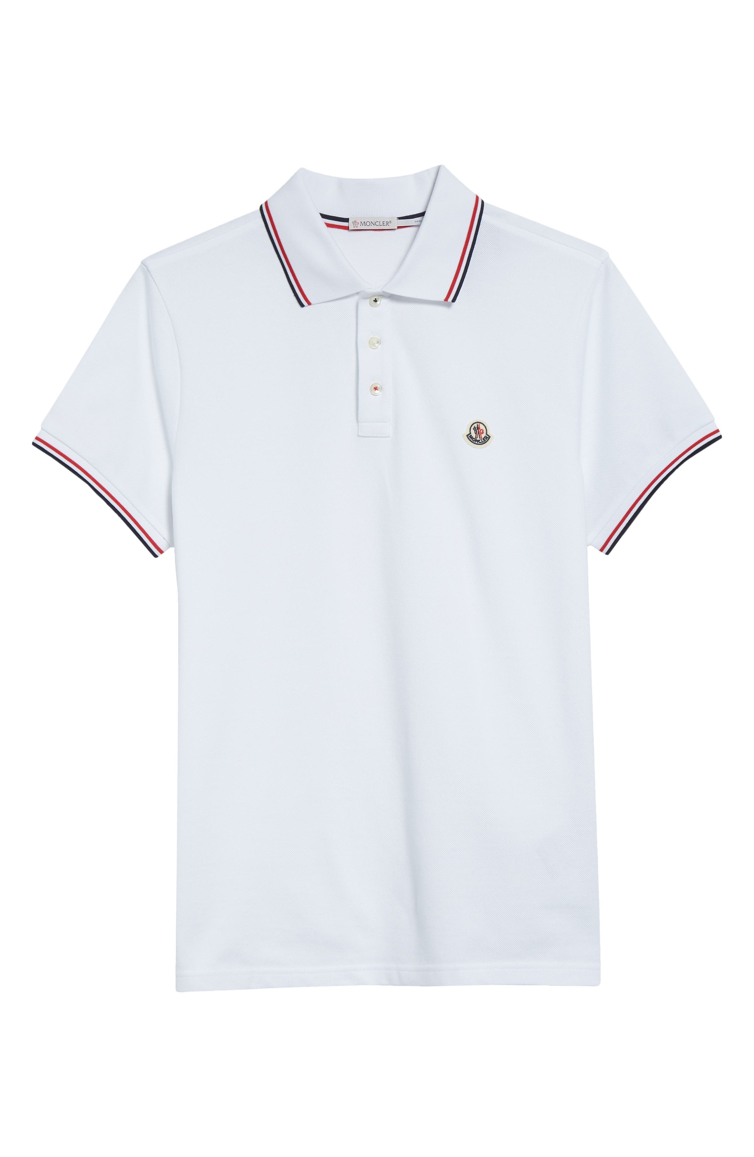Moncler Tipped Cotton Piqué Polo in White at Nordstrom - 5