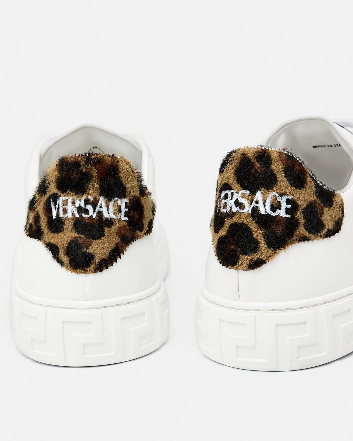 Leopard Embroidered Greca Sneakers - 6