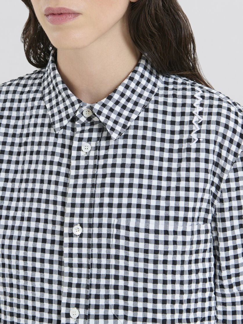 BLACK AND WHITE SEERSUCKER CHECKED SHIRT - 4