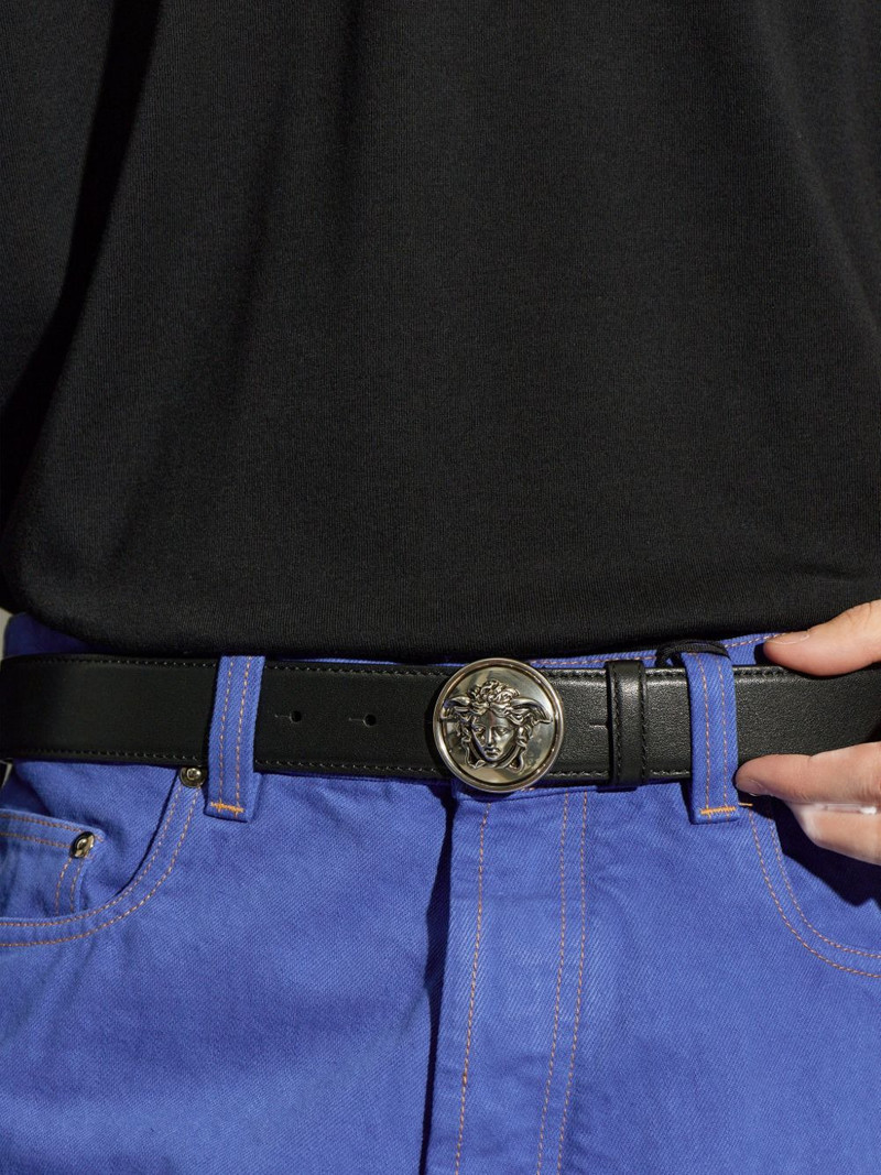 logo-buckle leather belt 4