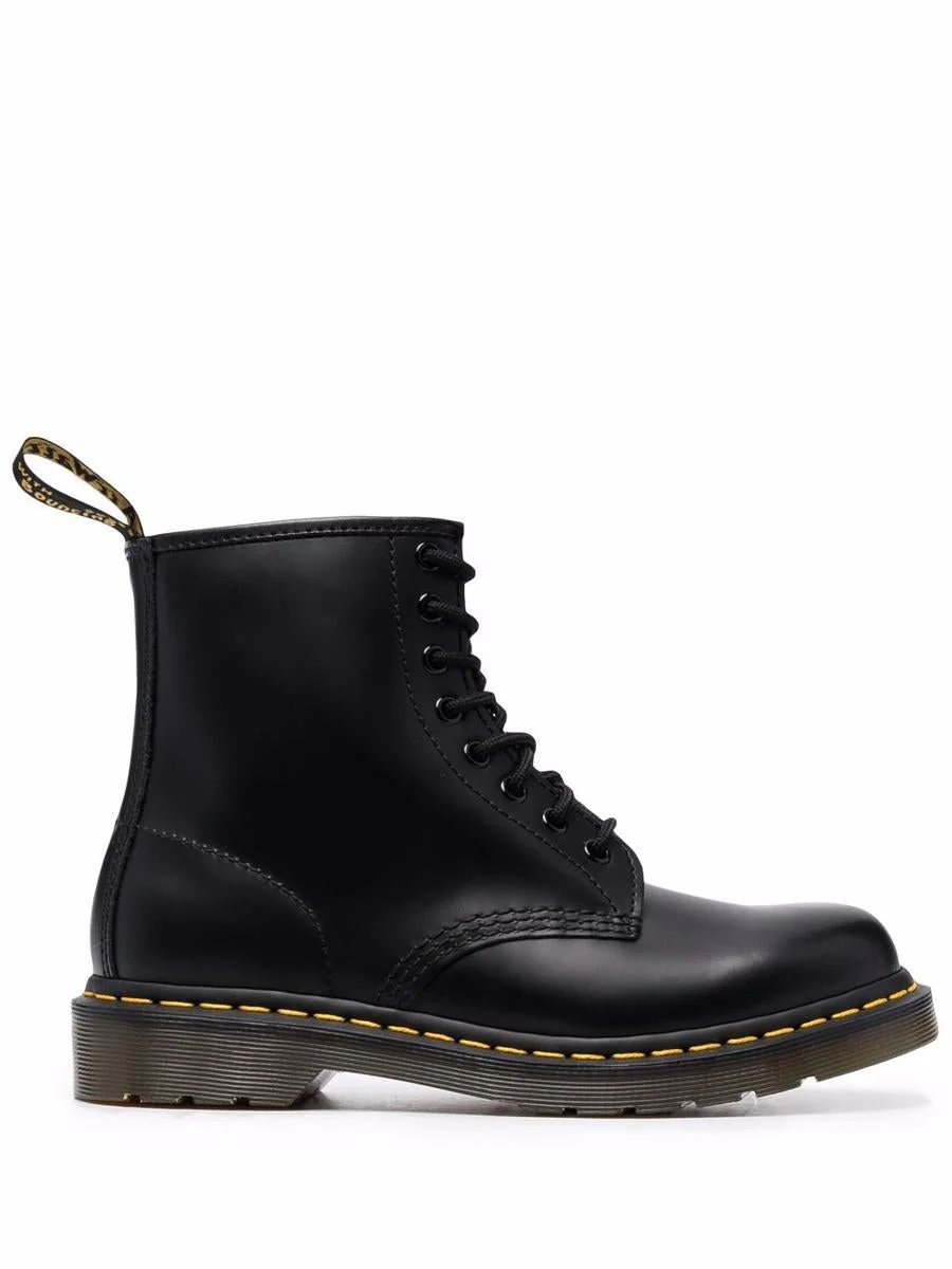 Dr. Martens Black Leather Lace Up Boots - 1