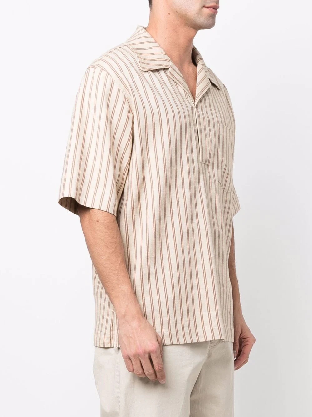 stripe-print short-sleeved shirt - 3