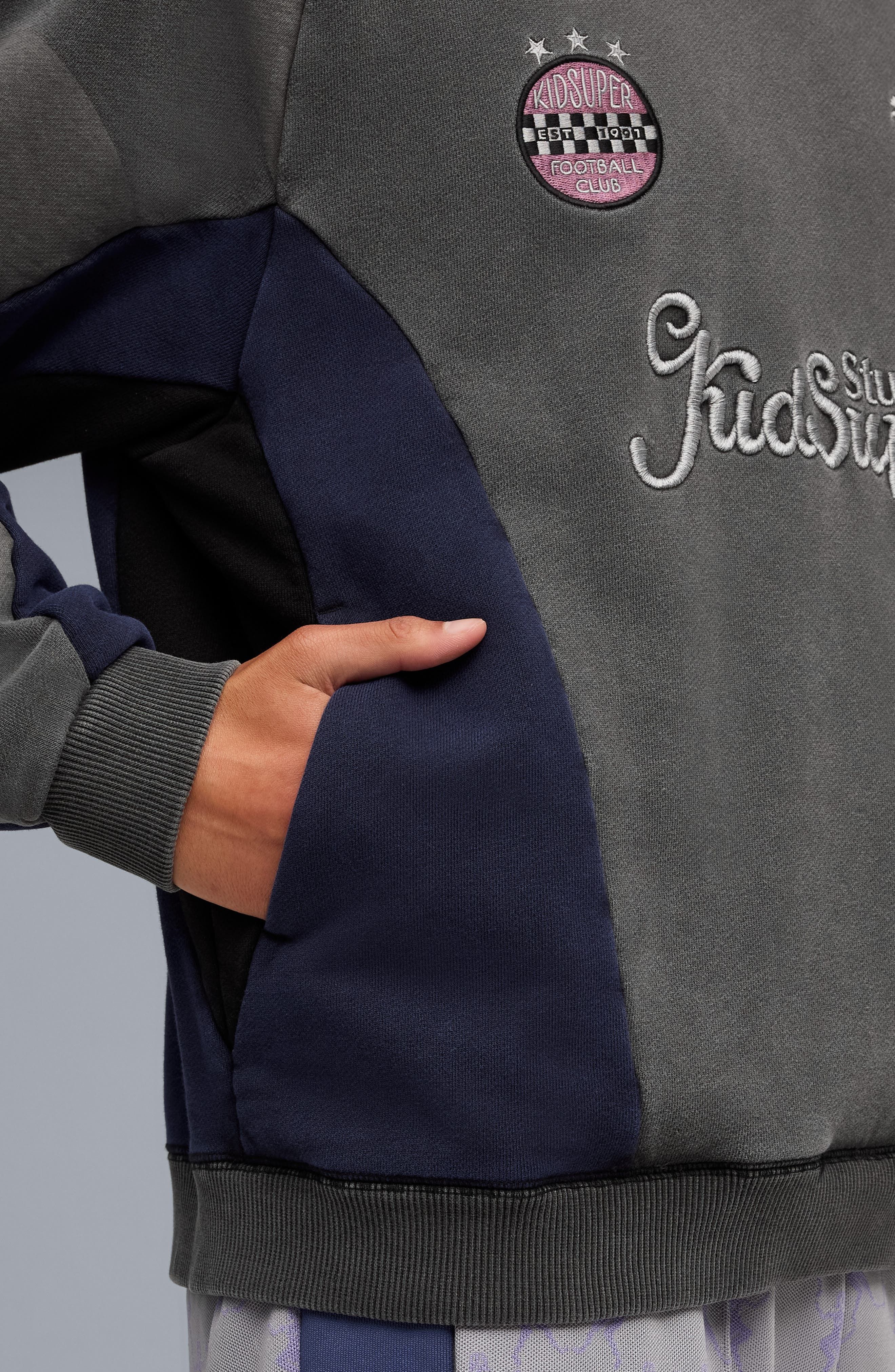 PUMA x KidSuper MCFC Embroidered Cotton Graphic Sweatshirt in Puma Black at Nordstrom - 3