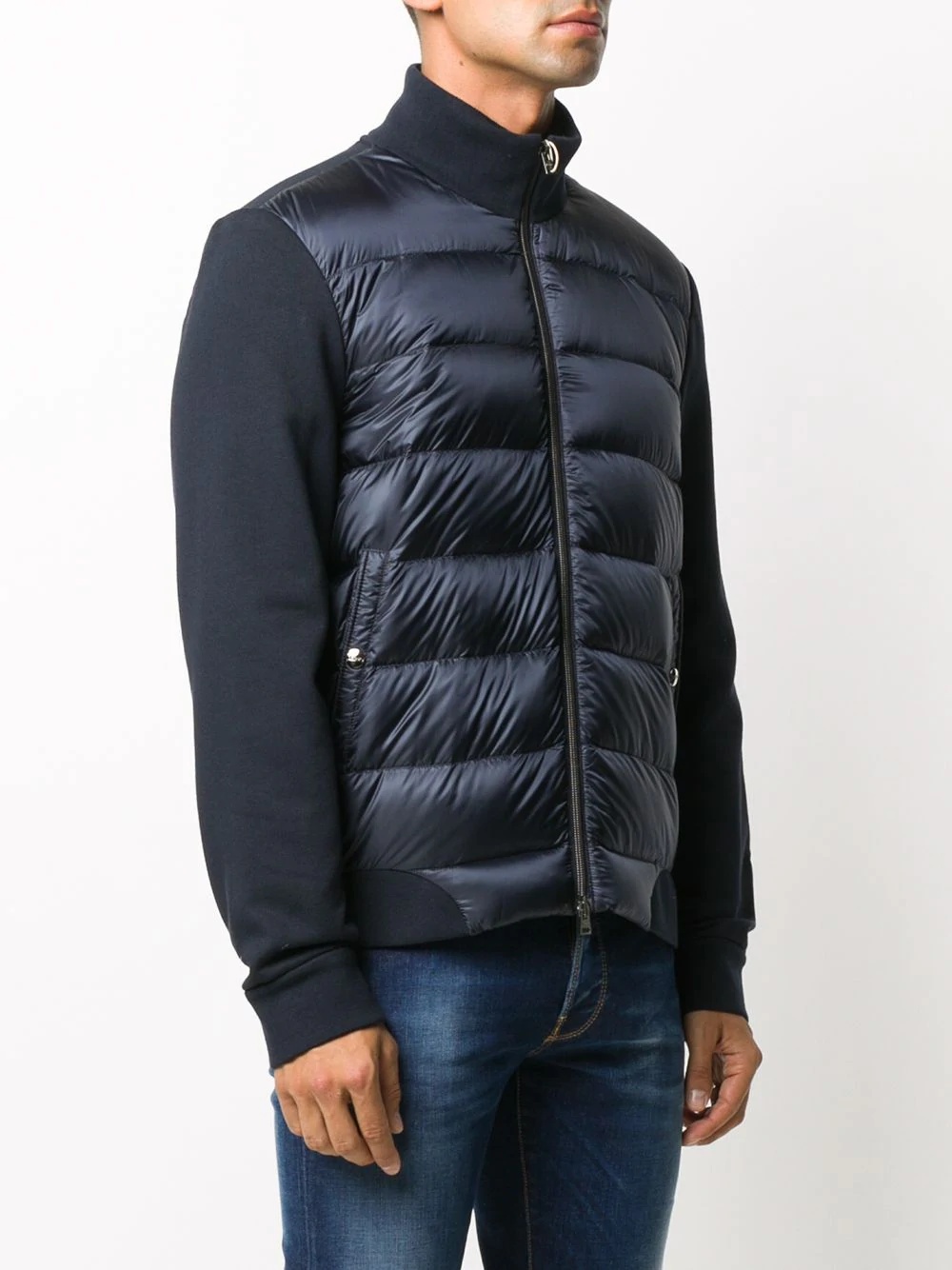 padded panel high neck jacket - 3