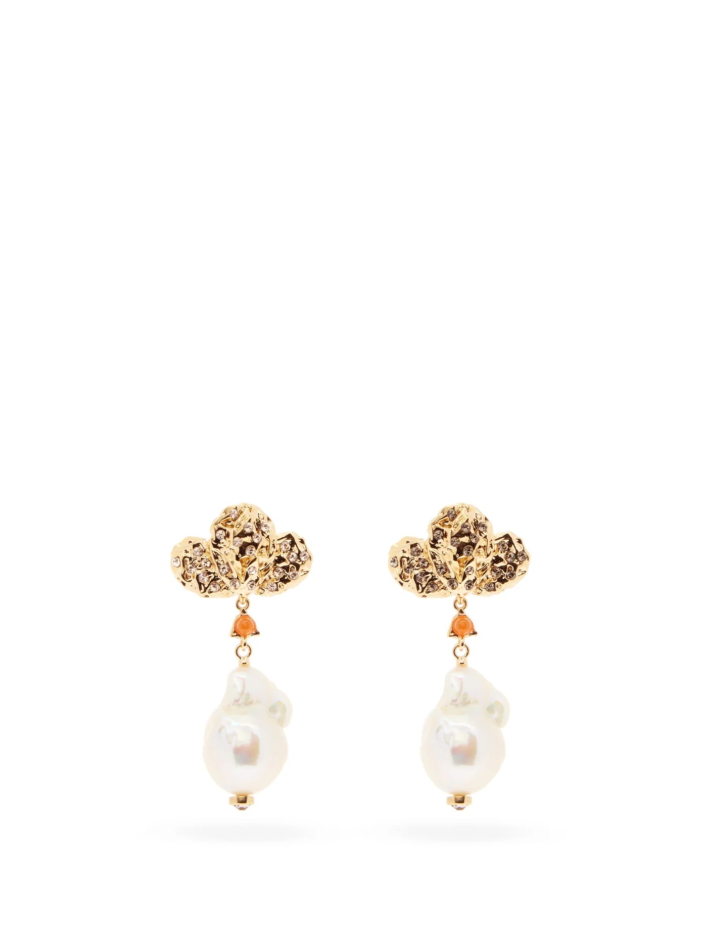 Baroque pearl-drop & crystal earrings - 1